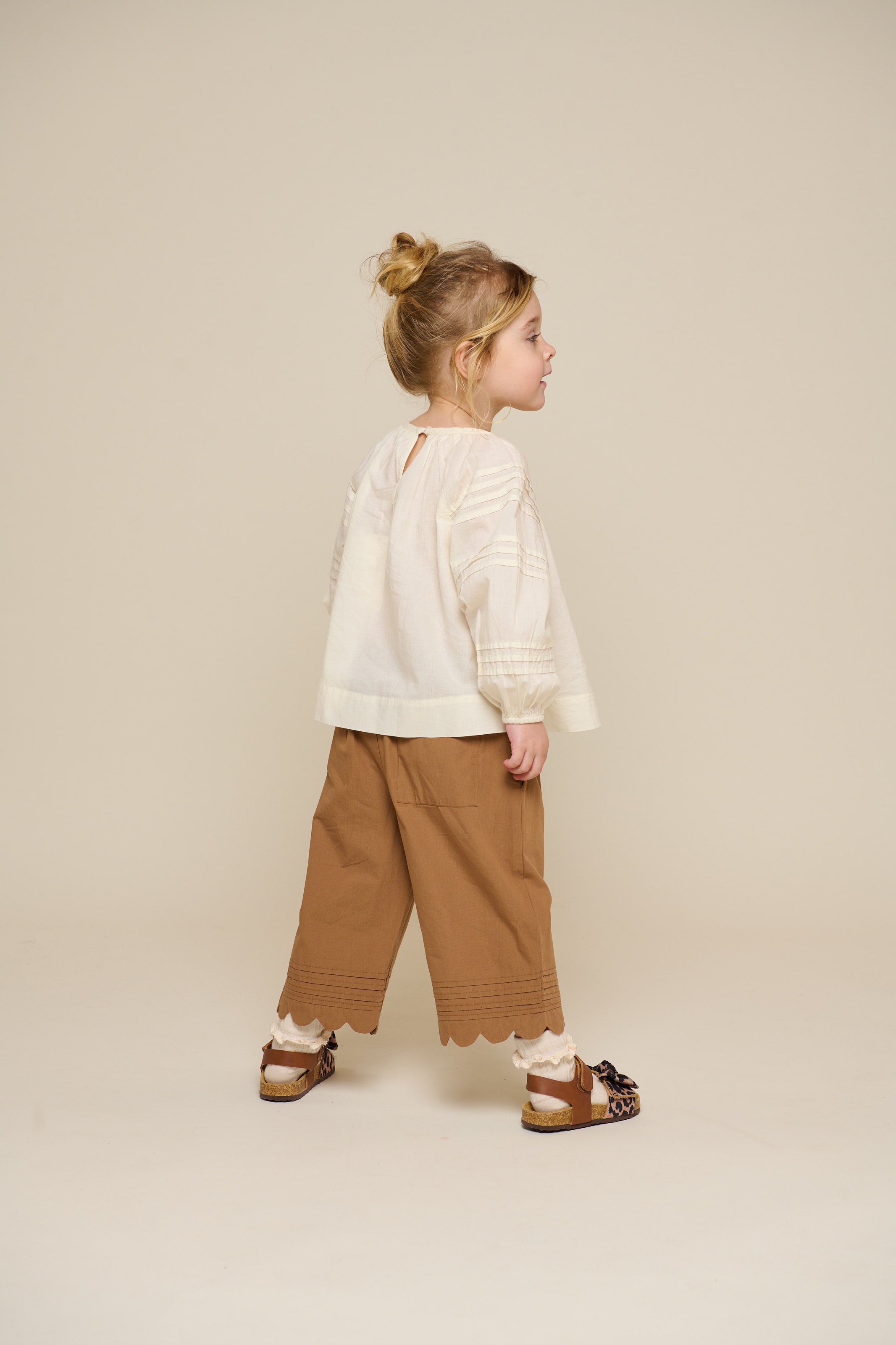 Poplin Trouser with Scallop Edge - Kids - Coconut | 101048 Joy
