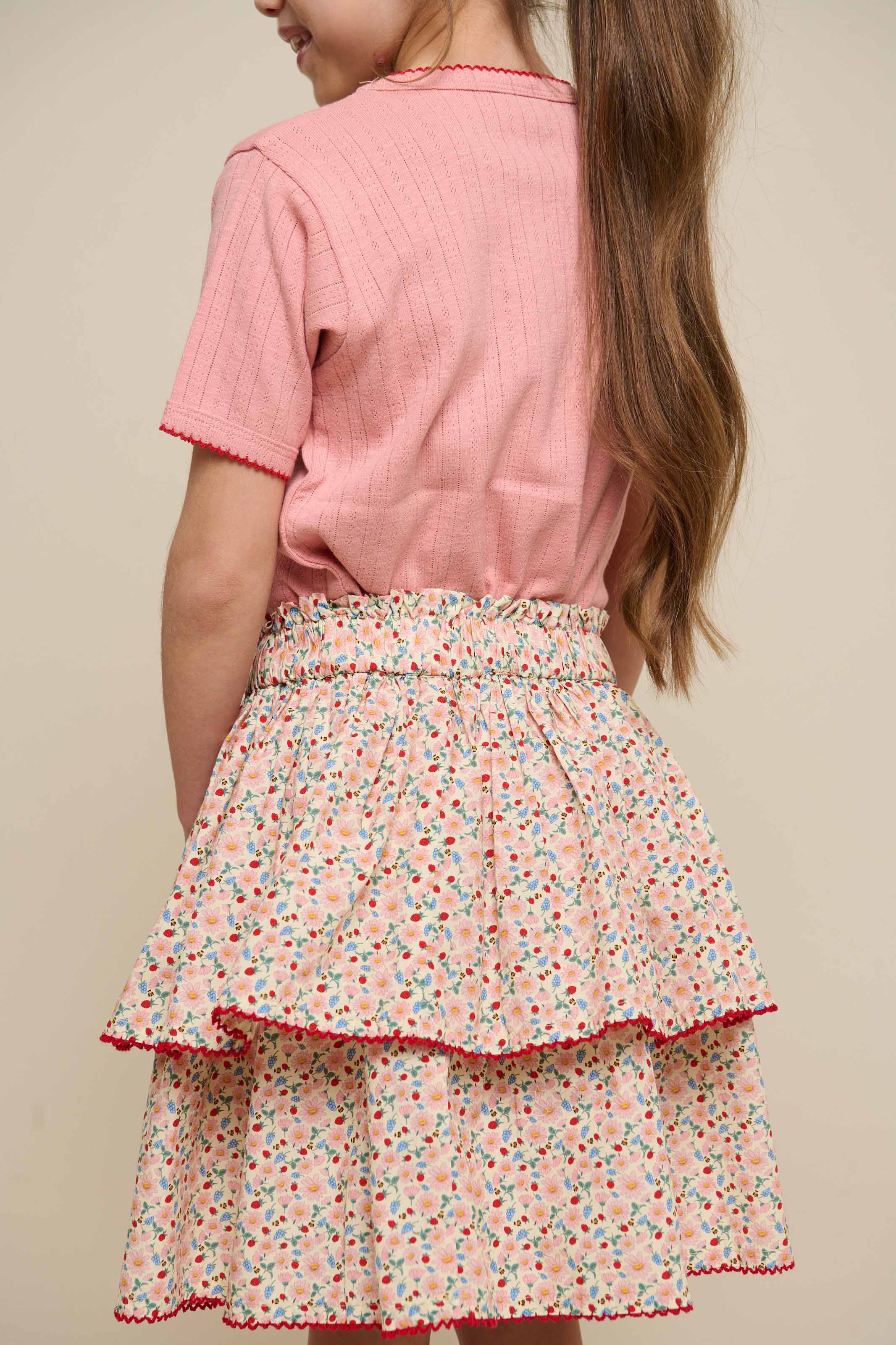 Flower Printed Poplin Frill Skirt - Tween - Rose | 100953 Poppy