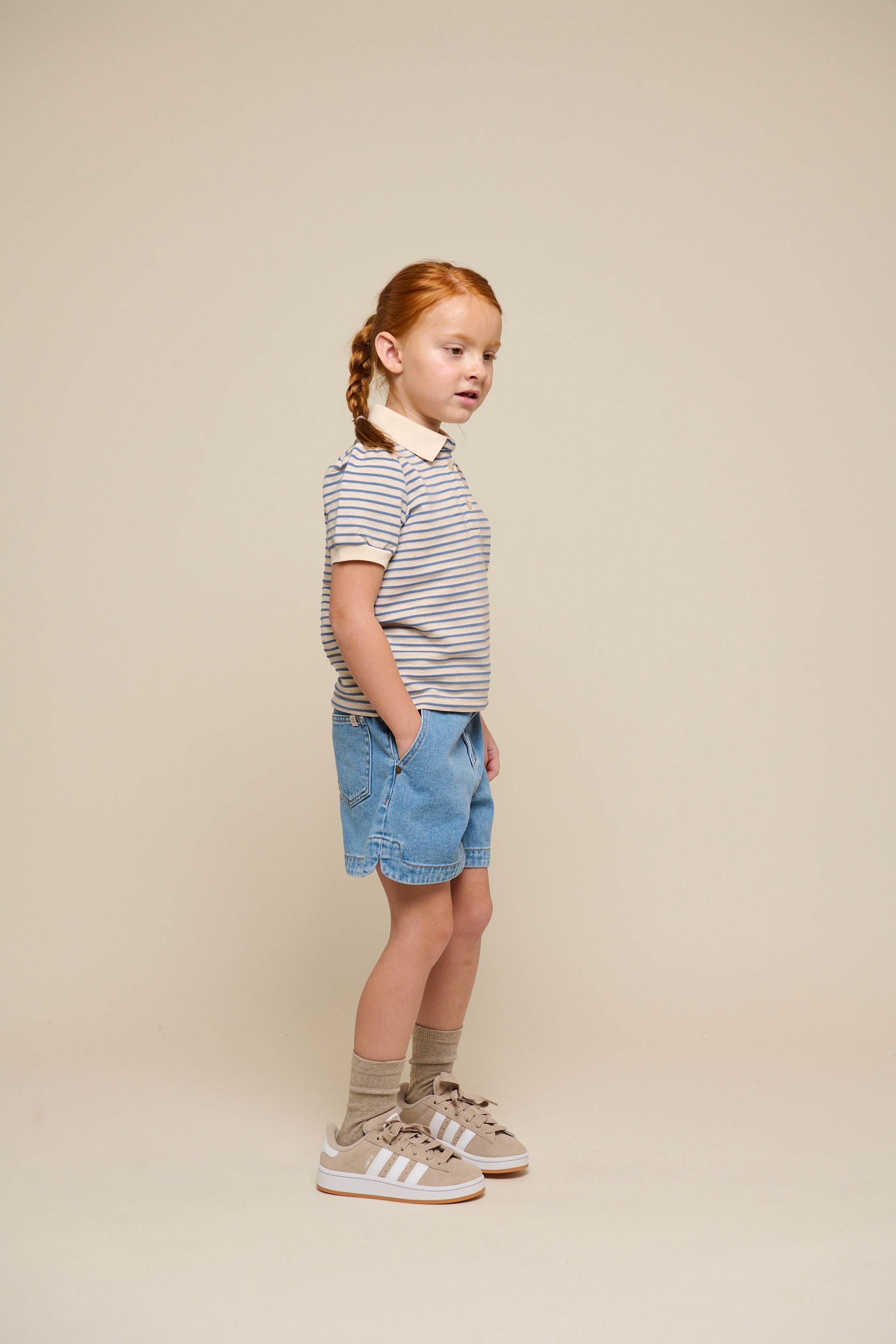 Striped Jersey Polo - Tween - Blue | 101007 Emmie