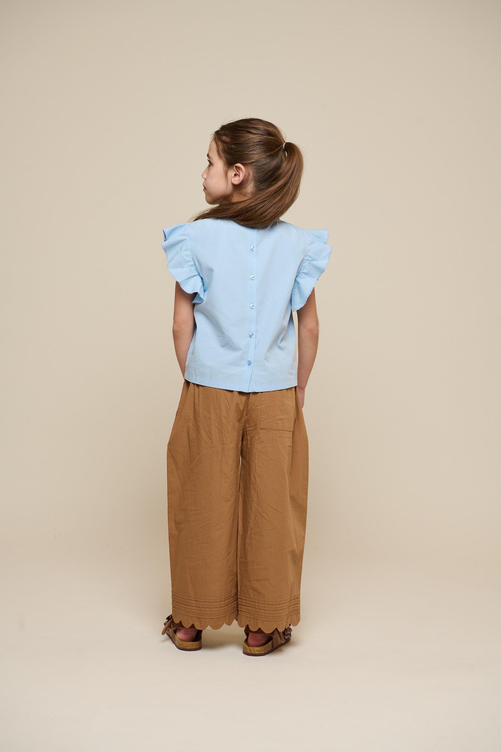 Poplin Blouse with Embroidery - Tween - Powder Blue | 101073 Barbara