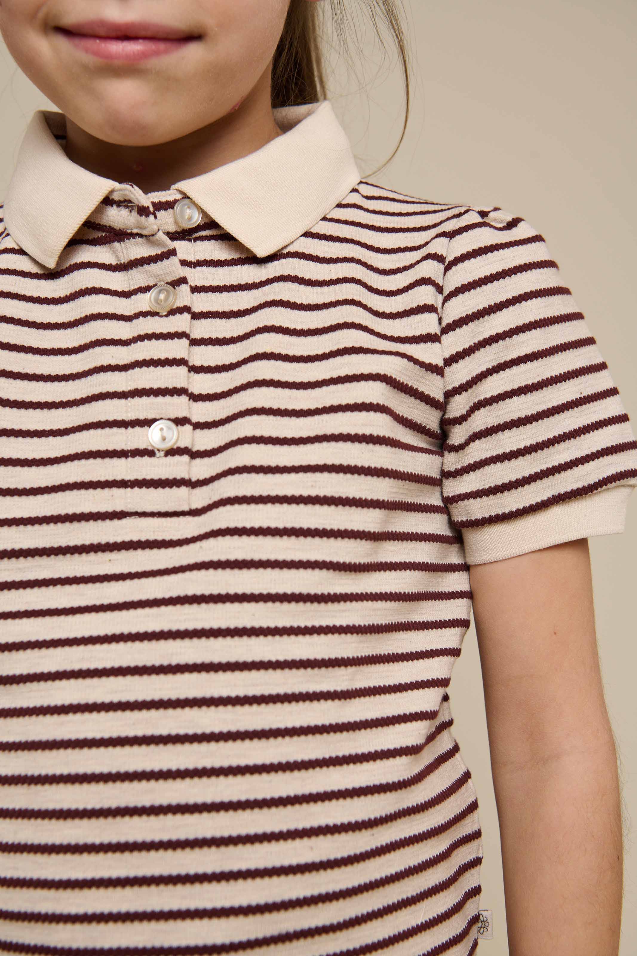 Striped Jersey Polo - Tween - Brown | 101005 Emmie