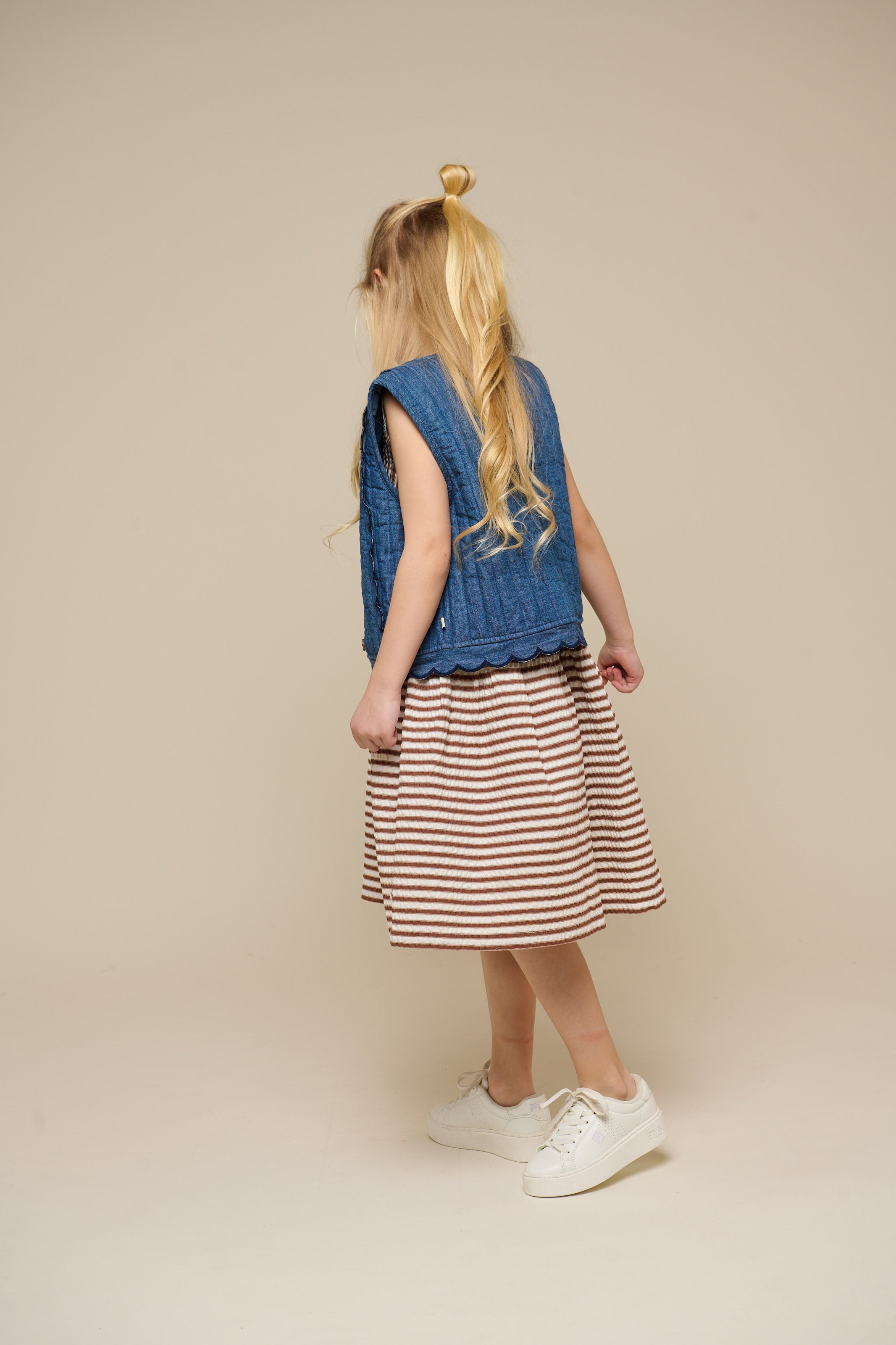 Quillted Denim Vest - Tween - Blue Denim | 101083 Isabella