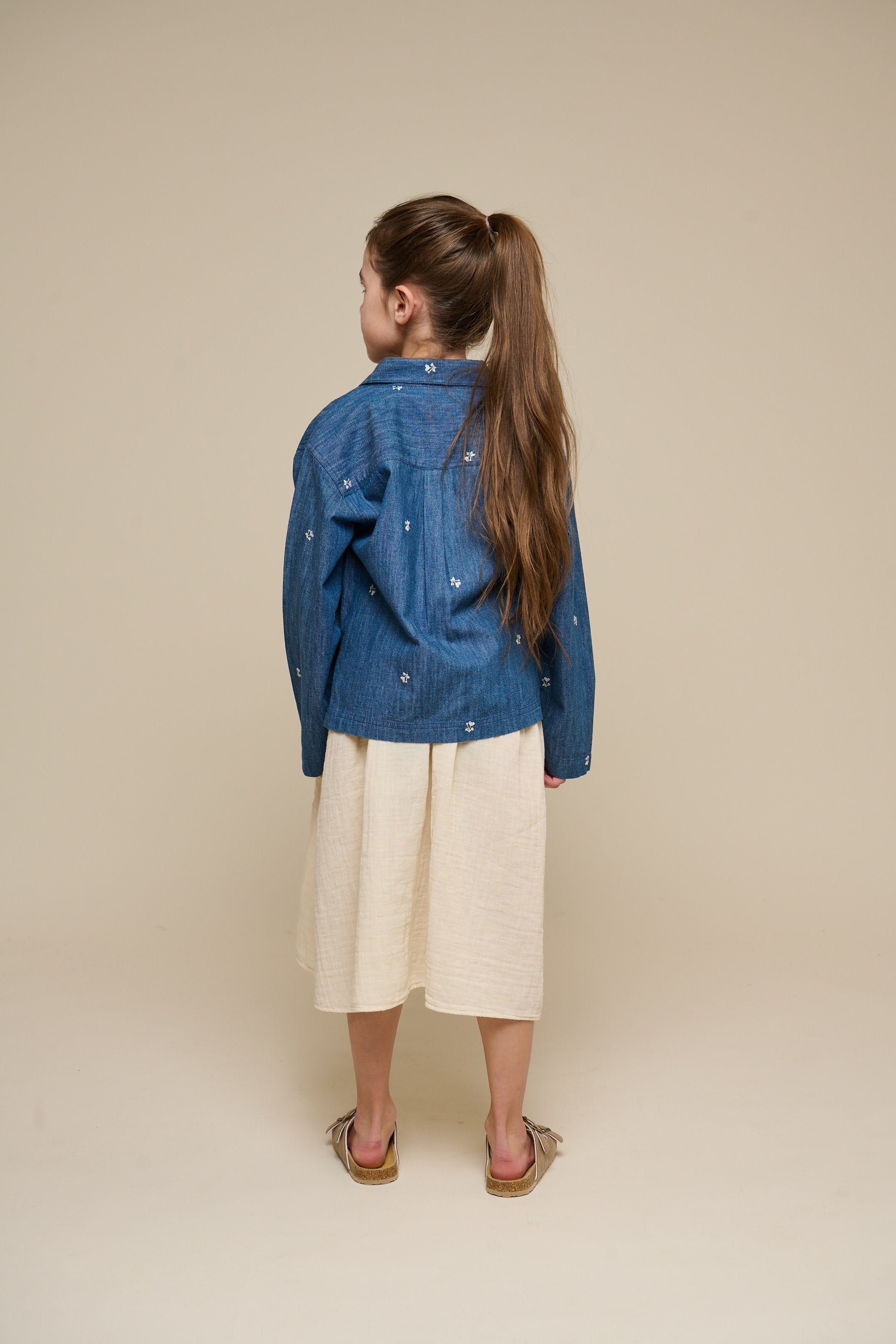 Embroidered Light Denim Shirt Jacket - Tween - Blue Denim | 101082 Isabella