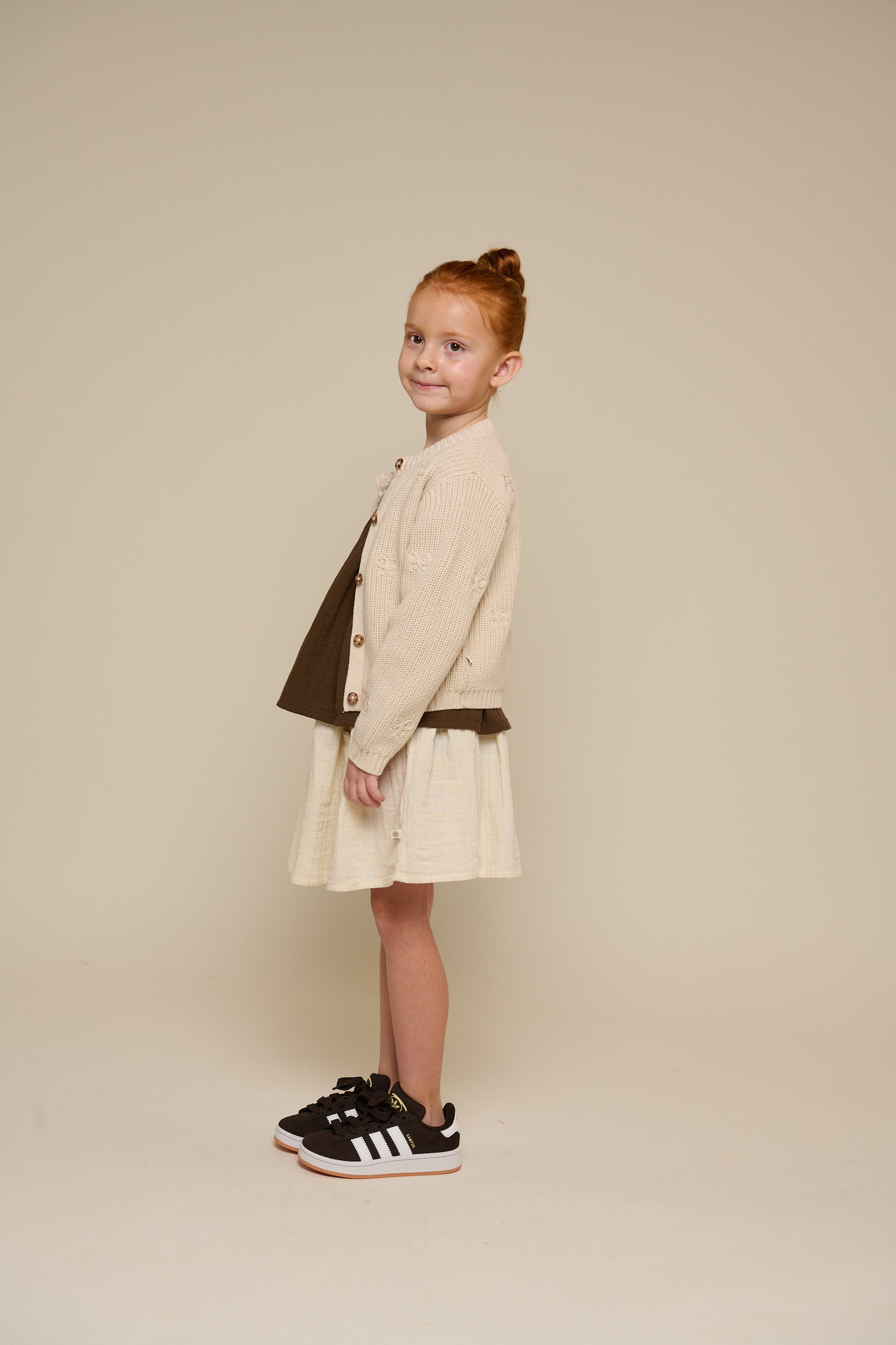 Cotton Knit Cardigan with Bows - Tween - Nature | 100791 Freya