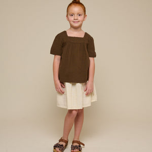 Gauze Short Sleeve Blouse - Tween - Dark Brown | 100917 Jasmine
