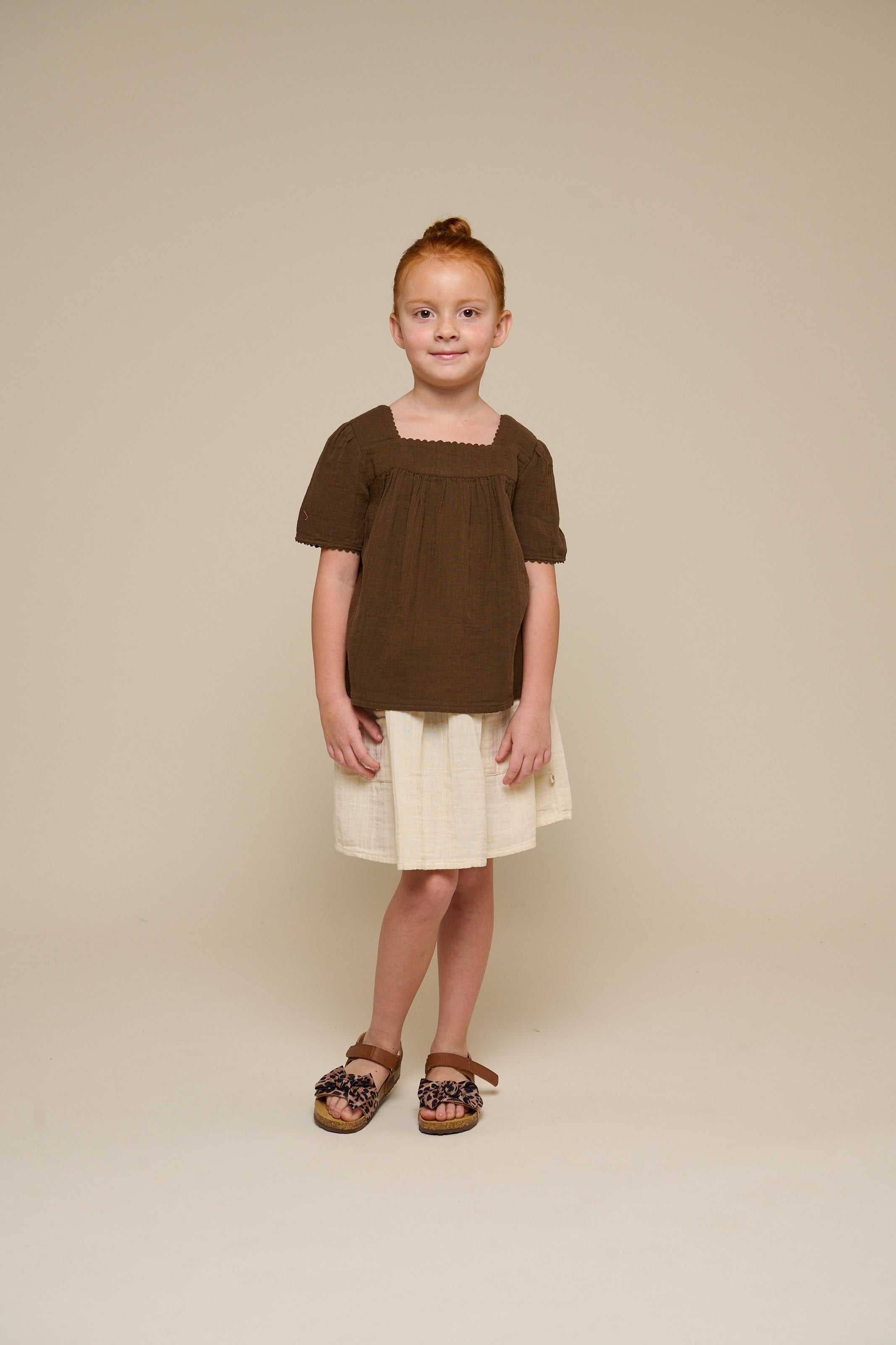Gauze Short Sleeve Blouse - Tween - Dark Brown | 100917 Jasmine