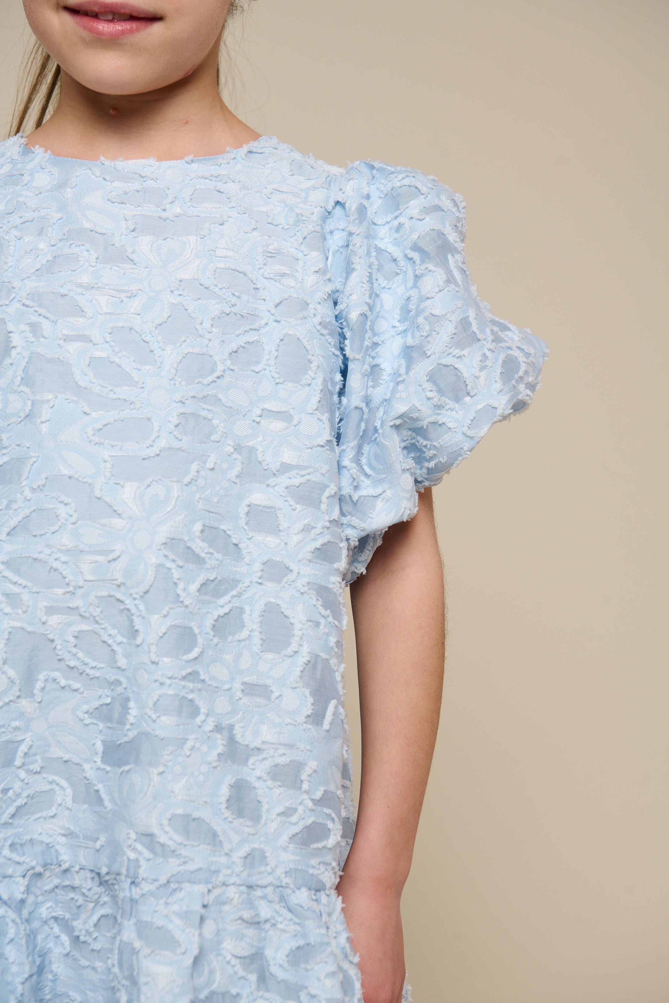 Cotton-blend Jacquard Dress - Tween - Light Blue | 100995 Giselle