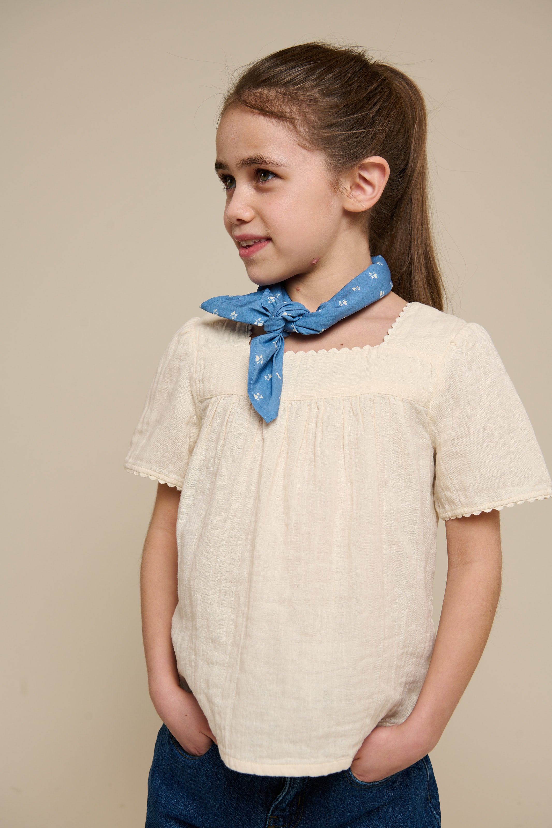 Gauze Short Sleeve Blouse - Tween - Off White | 100919 Jasmine