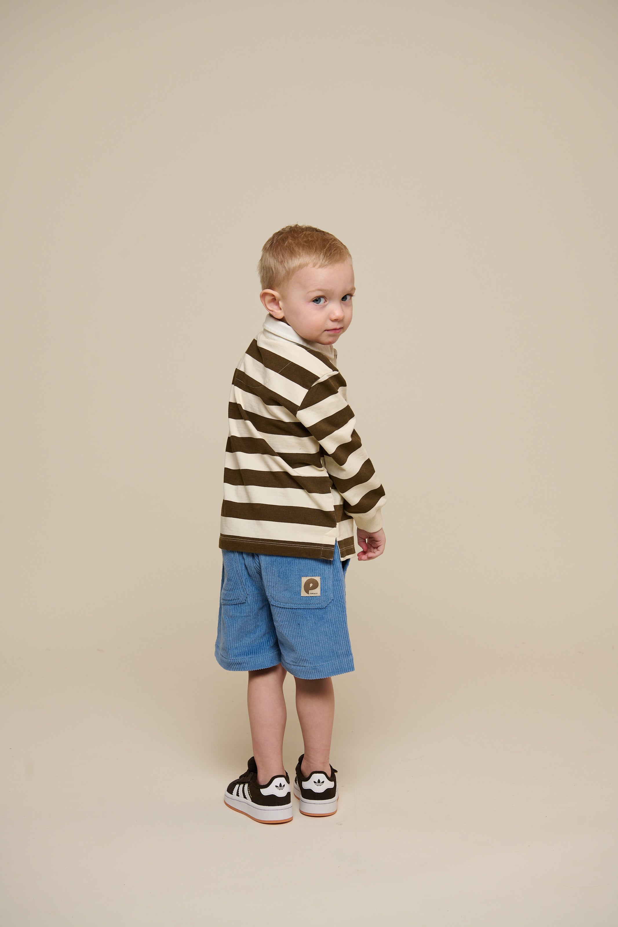Striped Polo Sweatshirt - Kids - Dark Brown/Offwhite | 101397 Marco