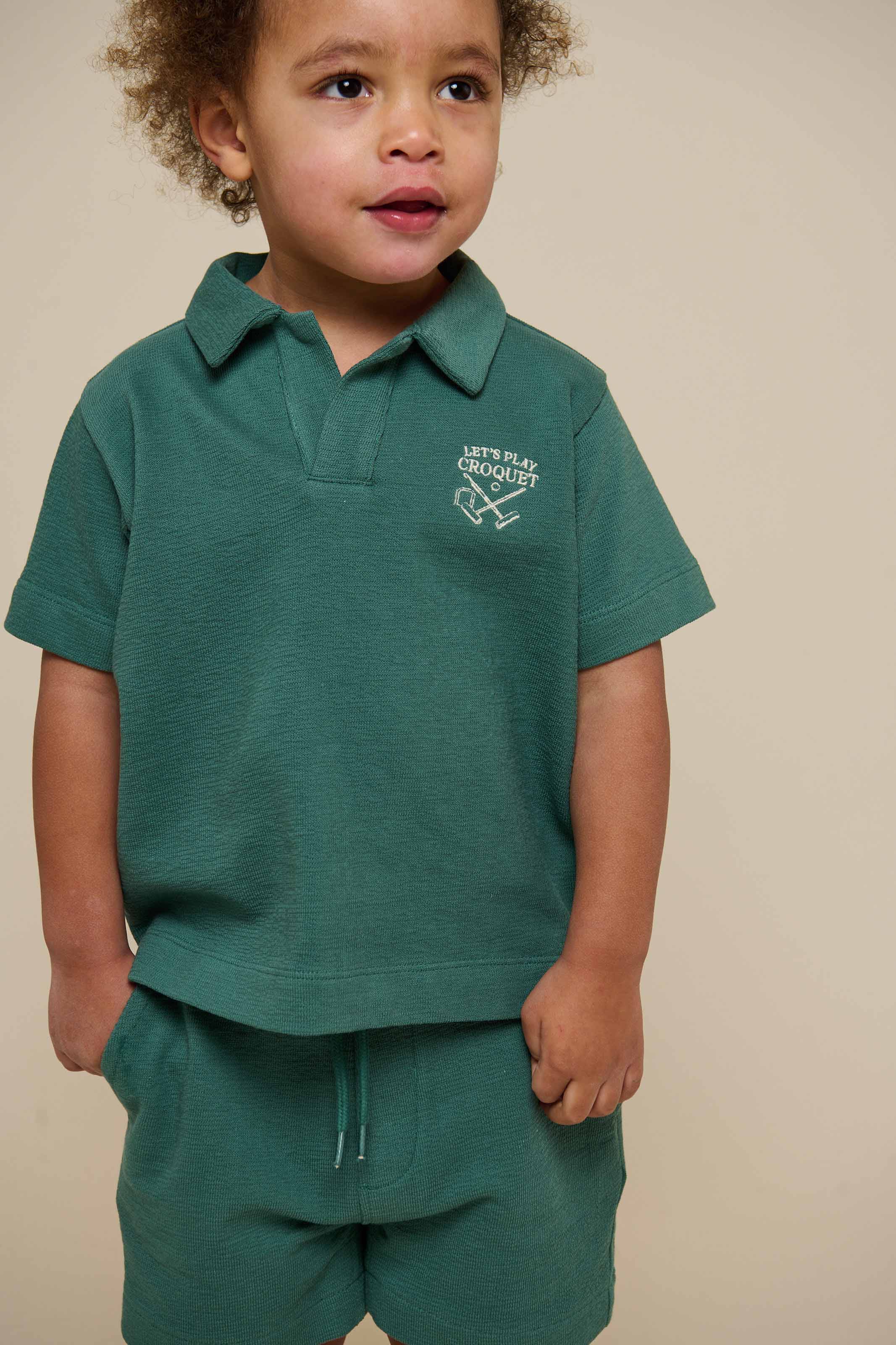 Textured Jersey Polo T-shirt - Kids - Tropical Green | 101215 Sonny