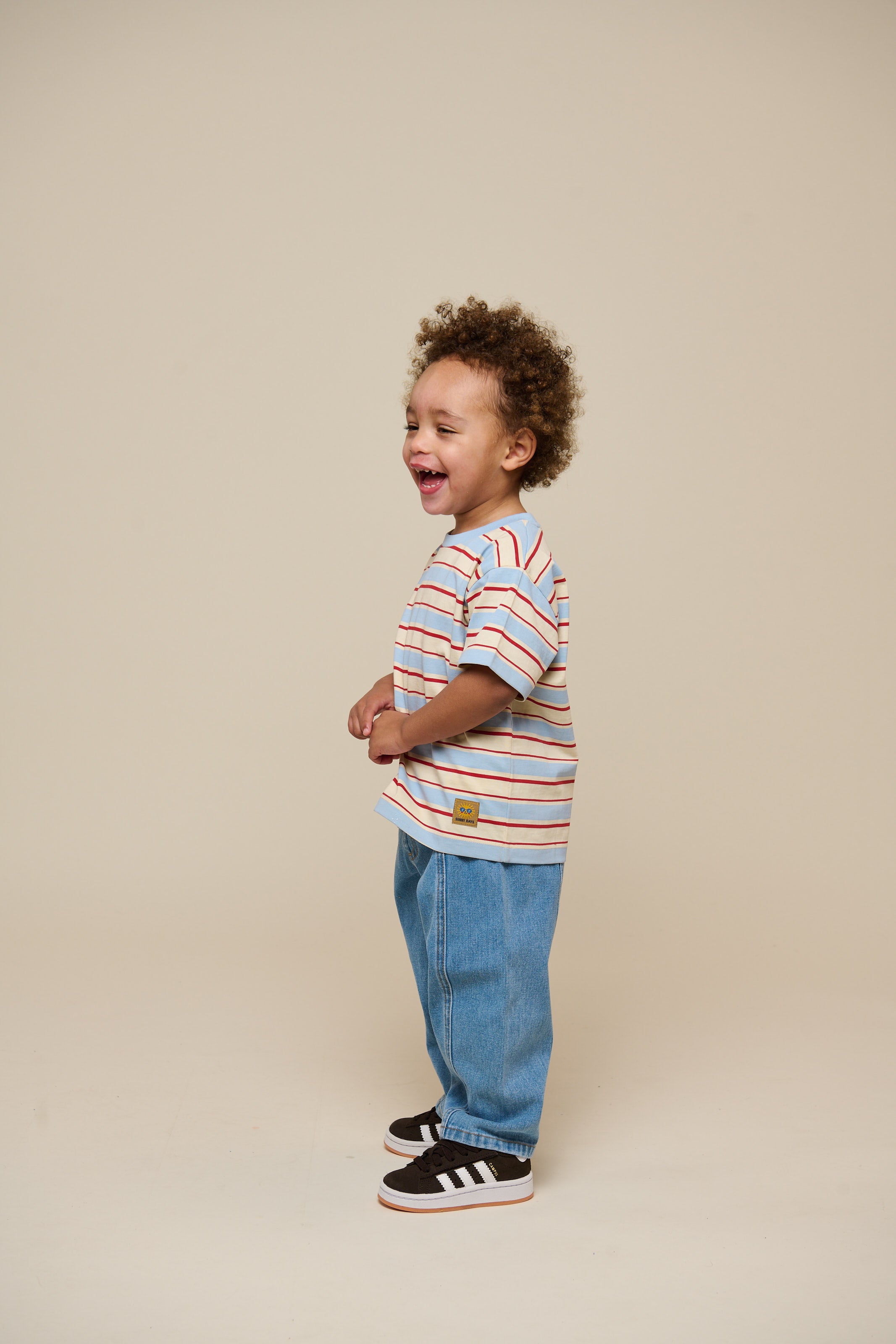 Retro Striped T-shirt - Kids - Powder Blue | 101275 Steven