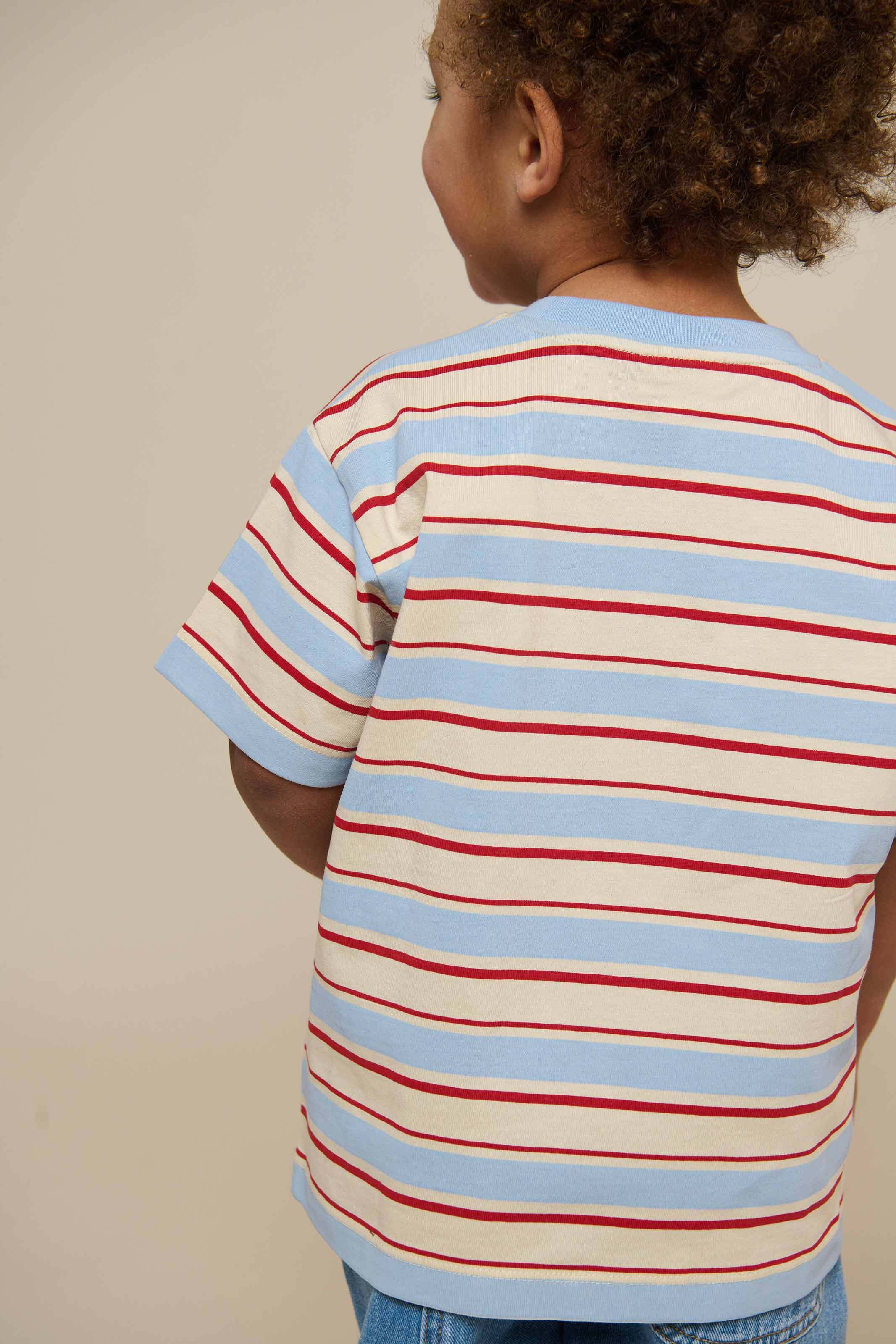 Retro Striped T-shirt - Kids - Powder Blue | 101275 Steven
