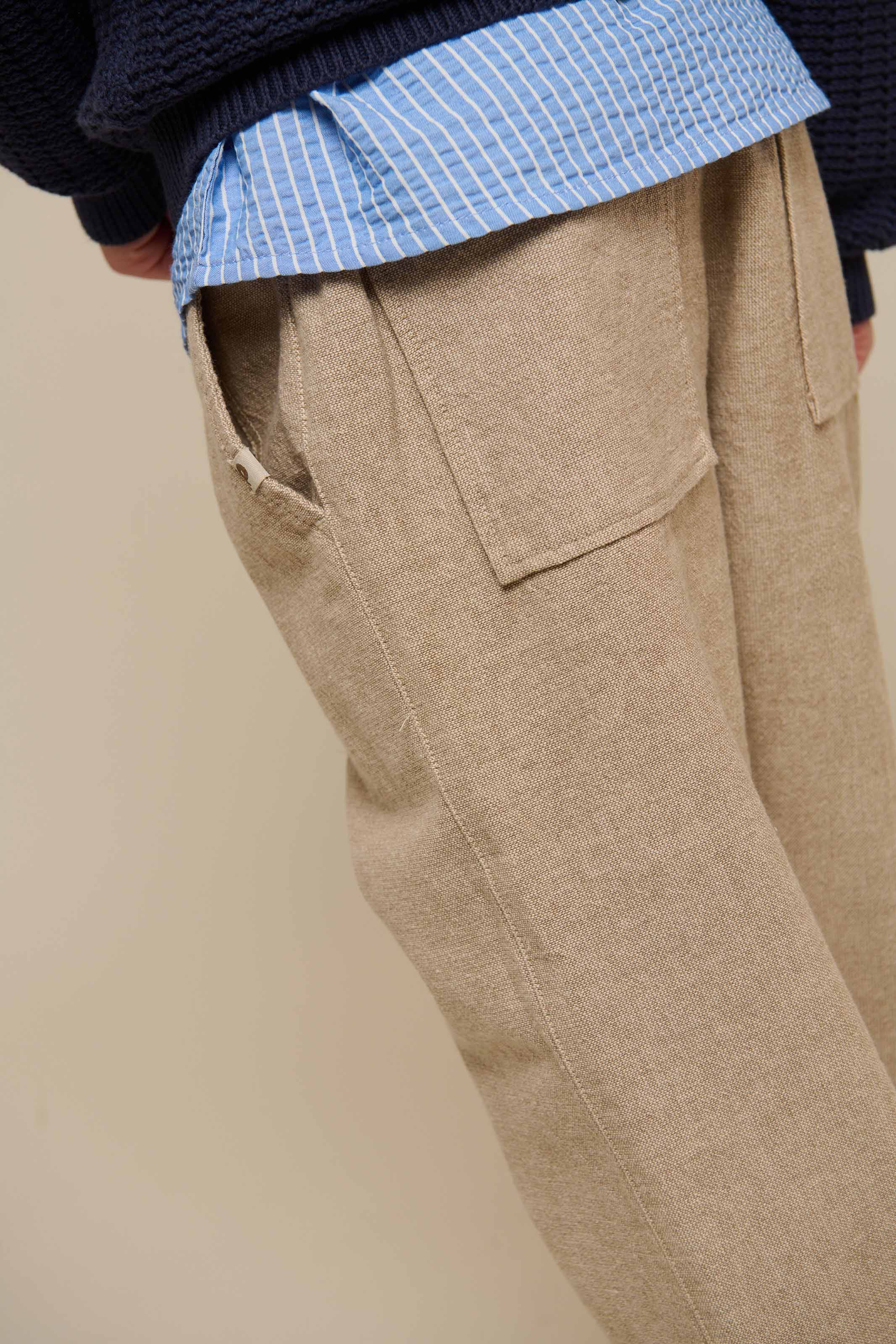 Textured Woven Cotton Trousers - Tween - Sand | 101200 Walter