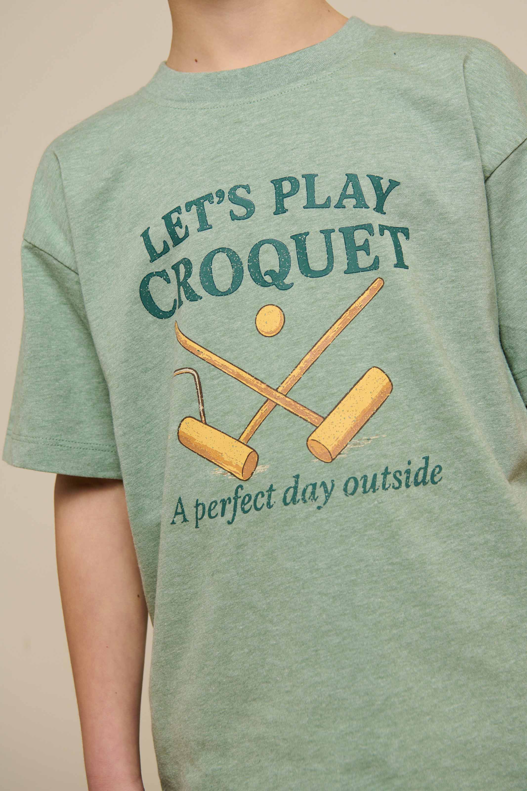 Croquet T-shirt - Tween - Light Green Melange | 101339 Vincent
