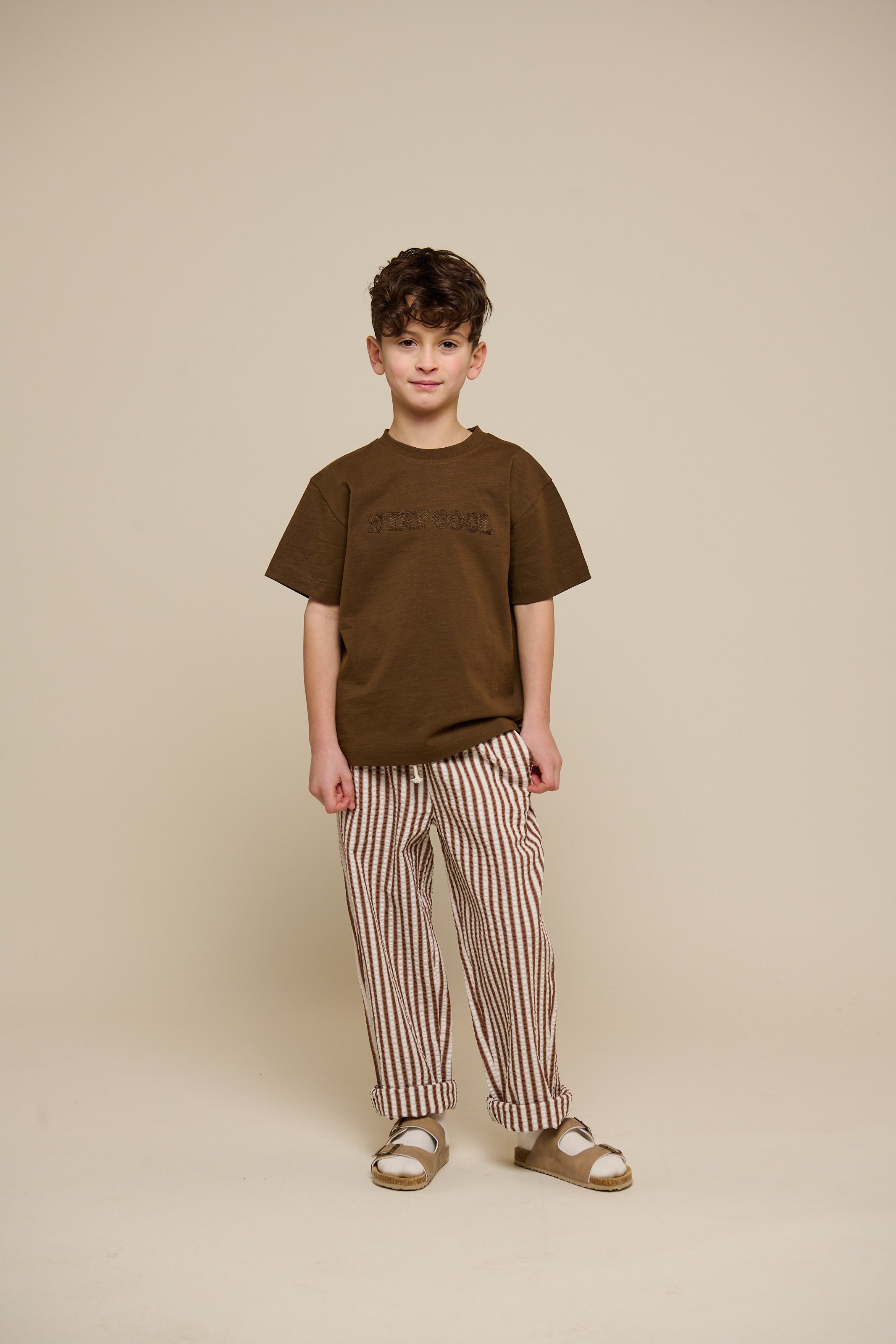 Slub jersey Embroidery T-shirt - Tween - Dark Brown | 101158 Villum