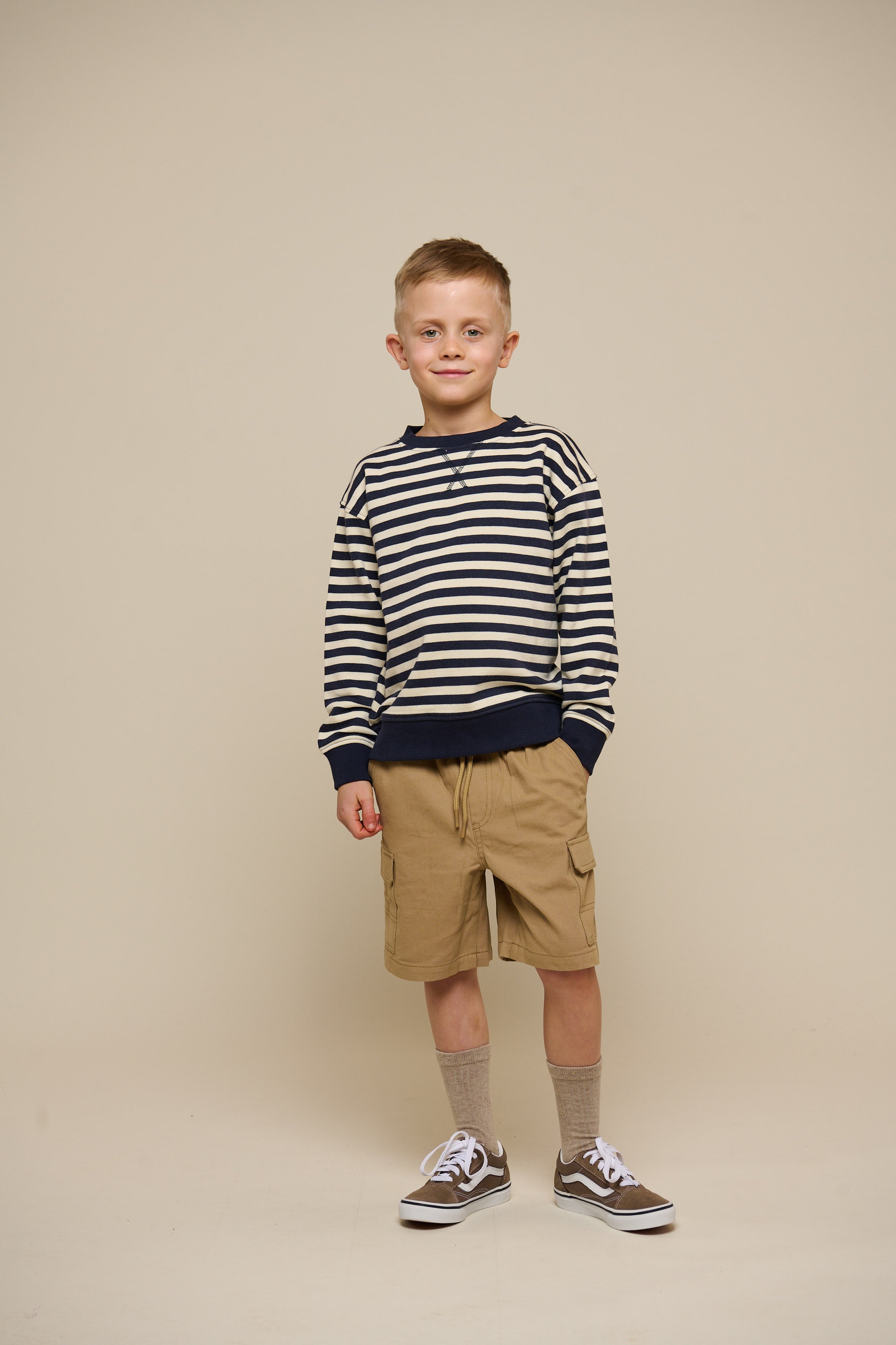 Striped Crewneck Sweatshirt - Tween - Navy Stripe | 101345 Cole