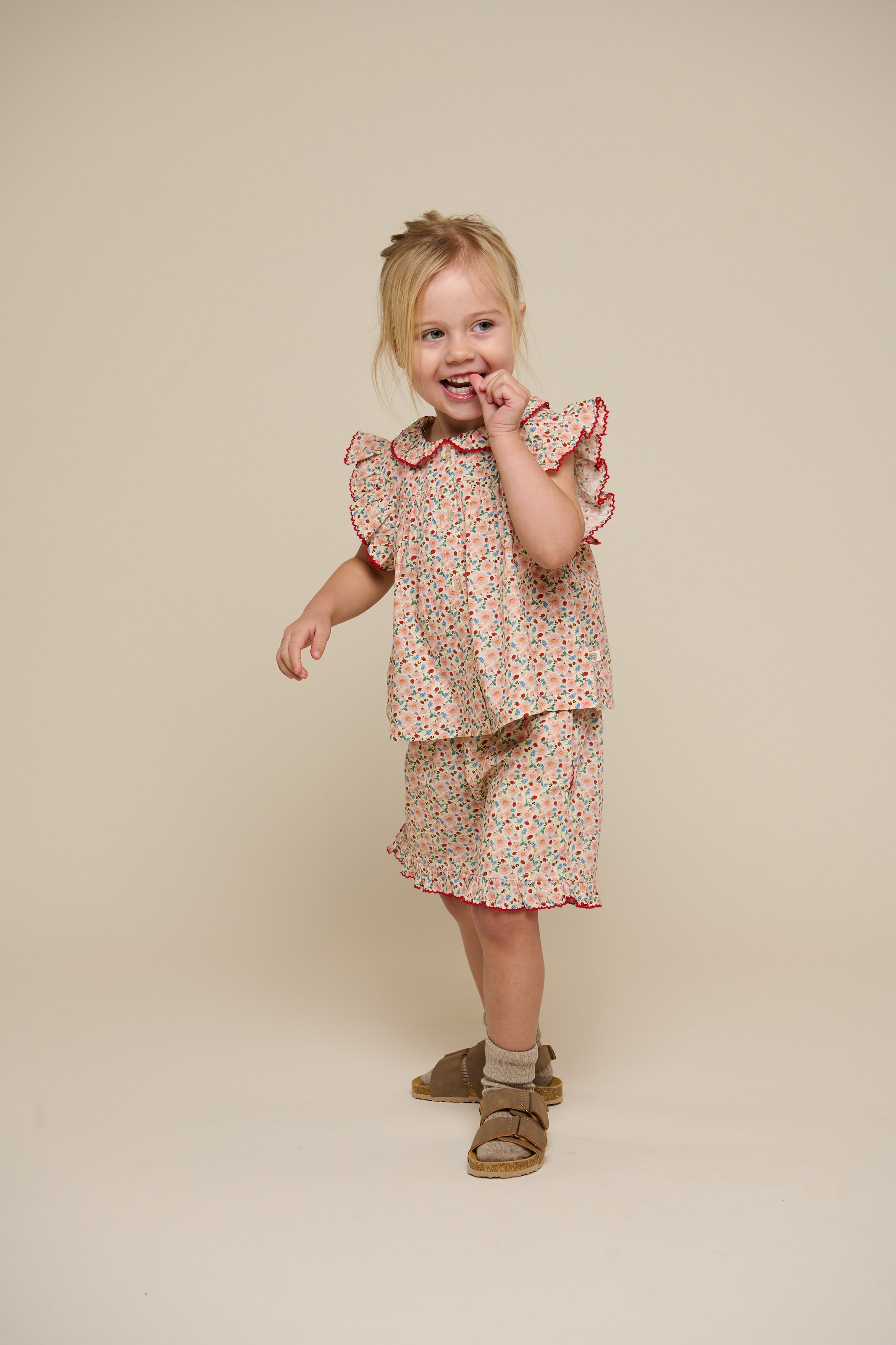 Flower Printed Poplin Shorts - Kids - Rose | 100956 Poppy
