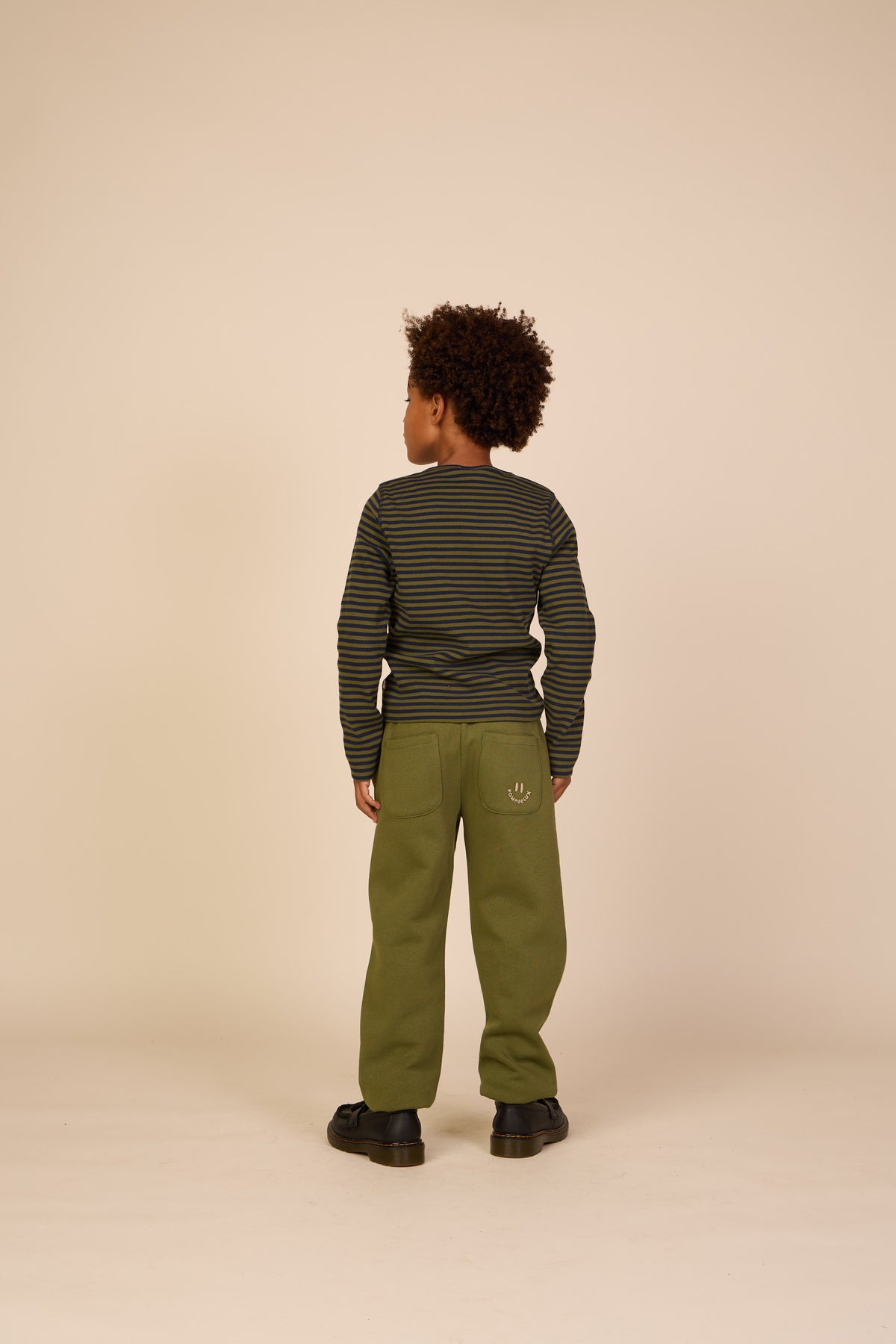 Ribbed Long-Sleeve Henley T-Shirt - Tween - Moss Green/Navy Stripe | 101596 Conrad