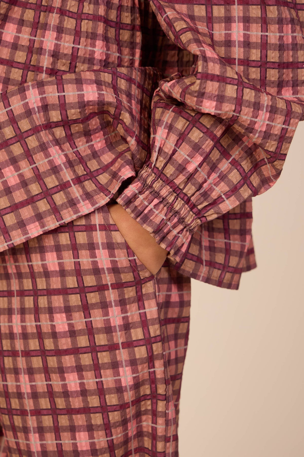 Checked Cotton Trousers - Kids - Rose | 101489 Penny