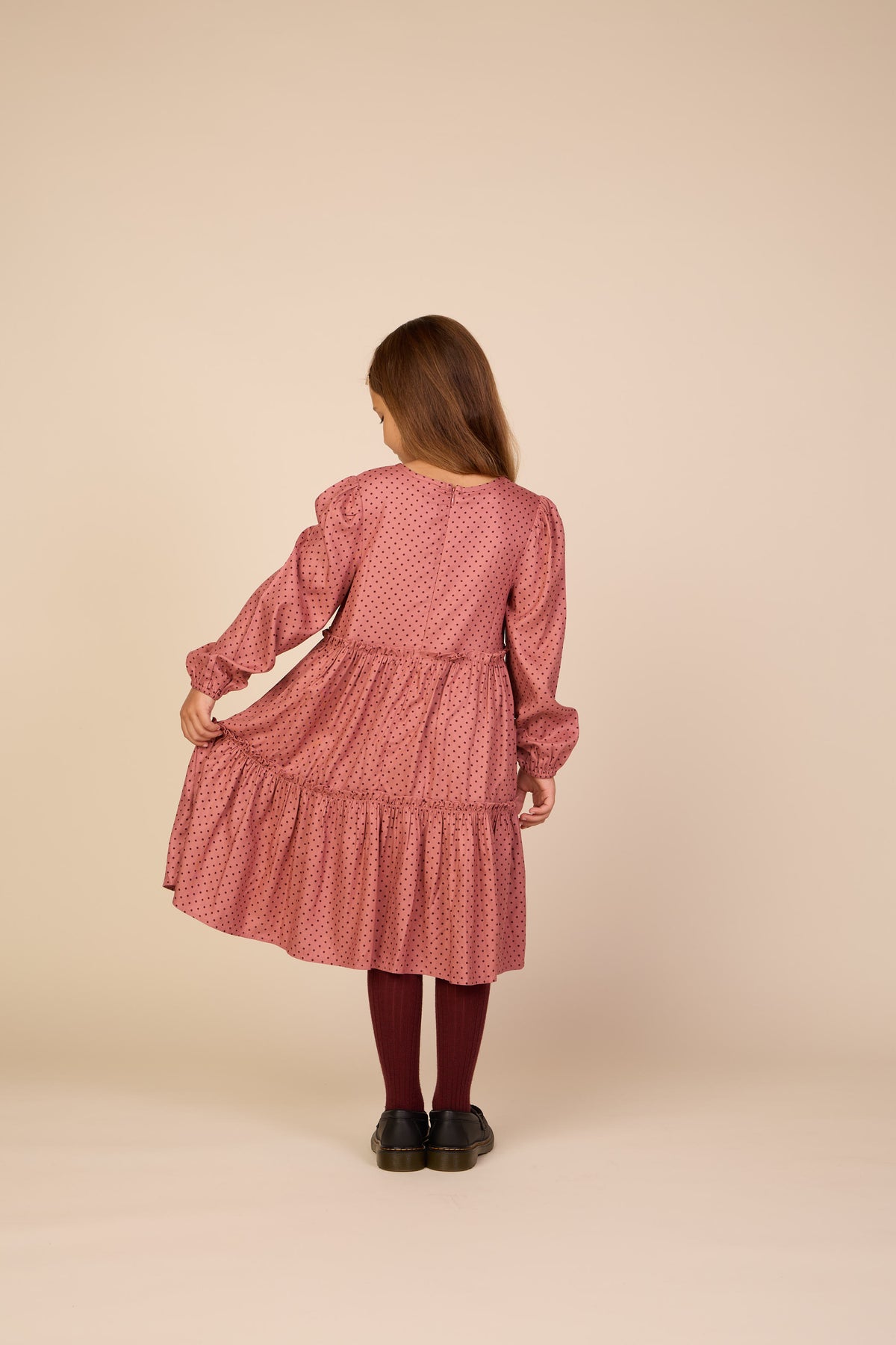 Dotted Viscose Midi Dress - Tween - Dusty Rose/Bordeaux | 101657 Feline
