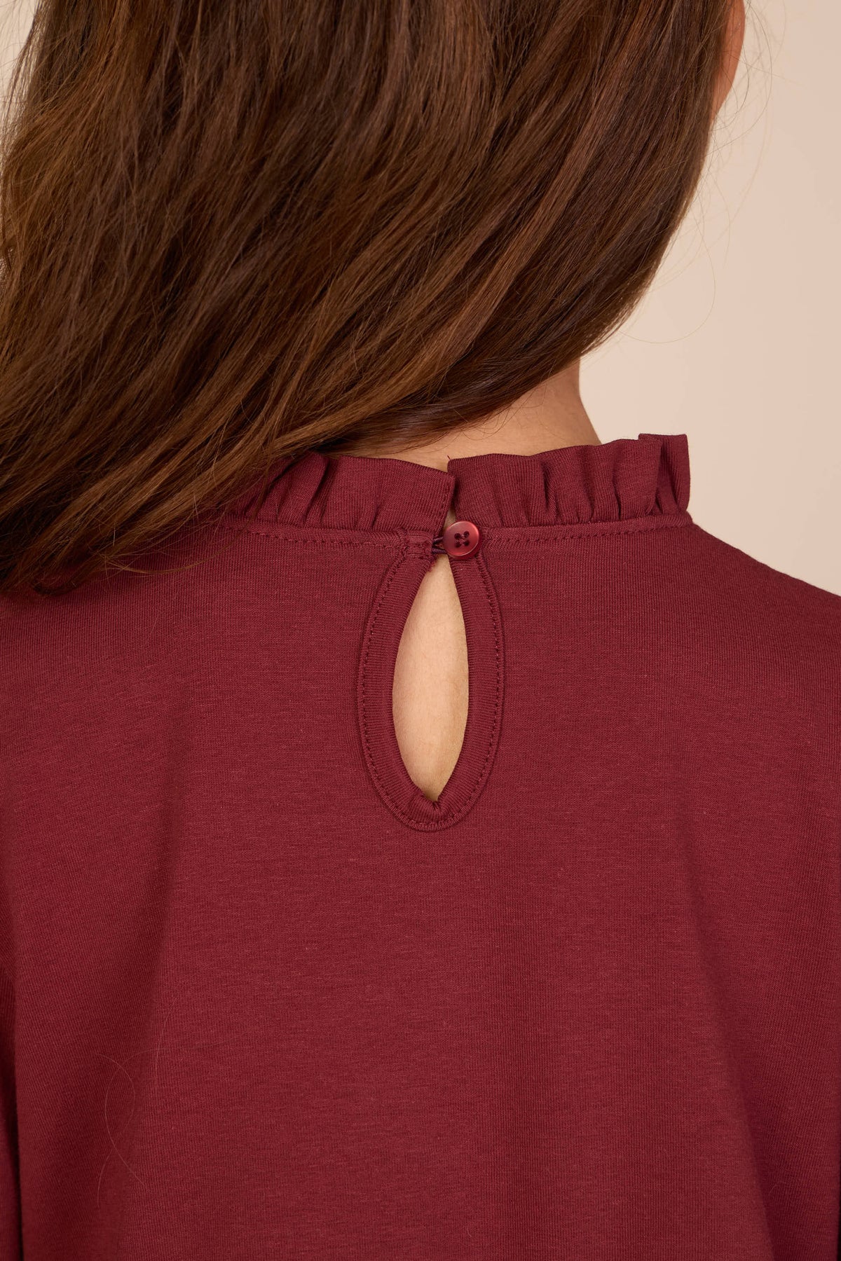Solid Peplum Jersey Blouse - Tween - Bordeaux | 101548 Heidi