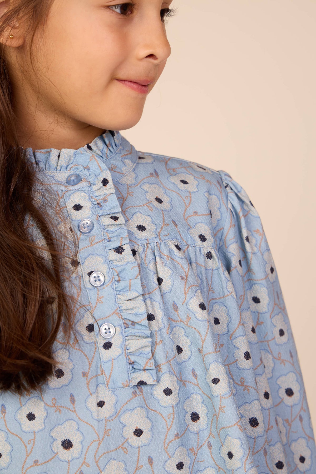 Floral Cotton Blouse - Tween - Blue/Brown | 101436 Nova