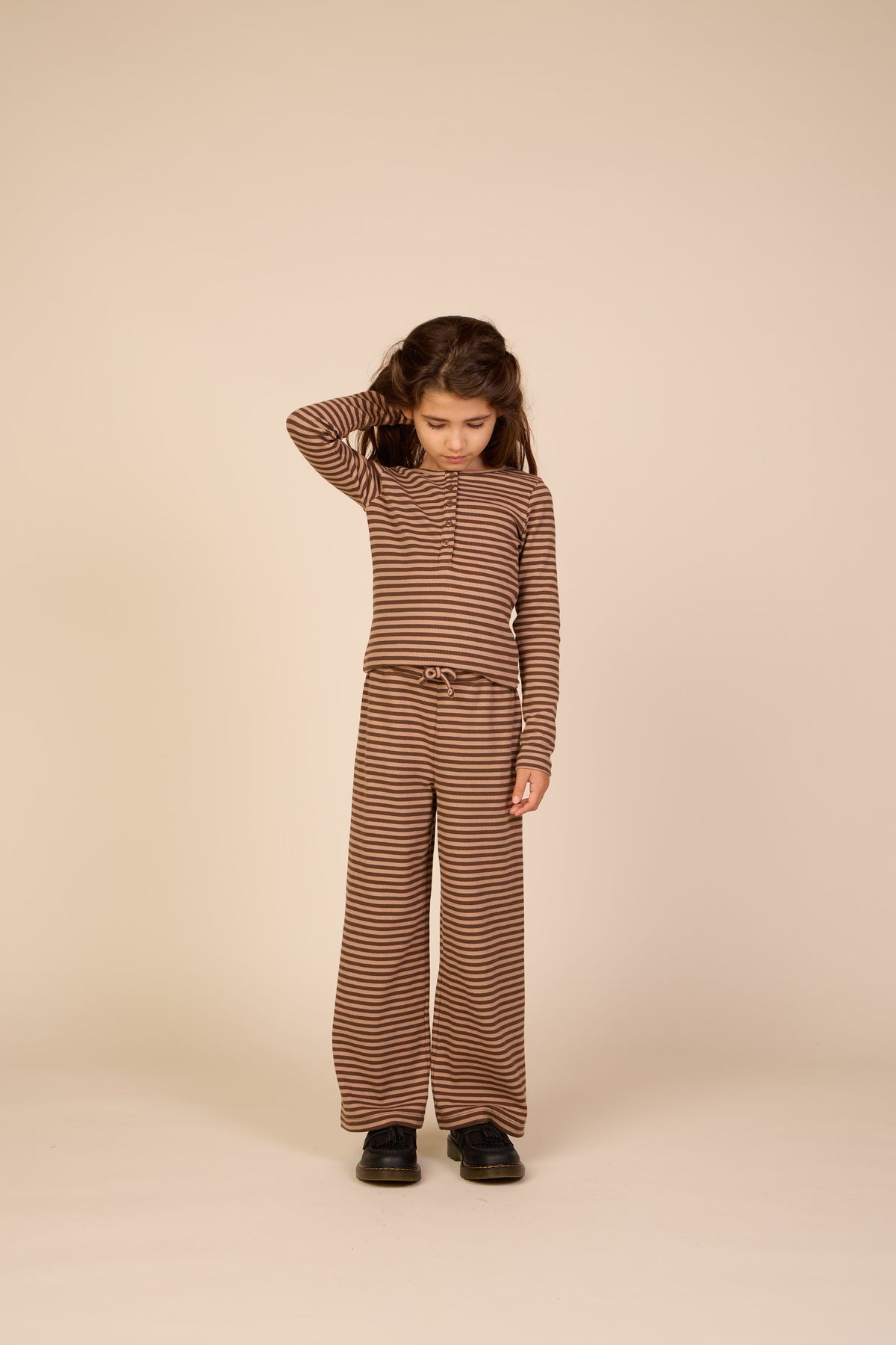 Striped Rib Long-Sleeve T-Shirt - Tween - Brown/Light Brown | 101615 Gloria