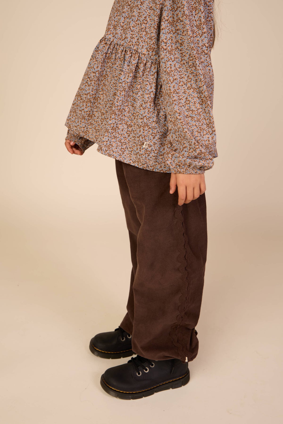 Printed Peplum Jersey Blouse - Tween - Blue/Brown | 101542 Heidi