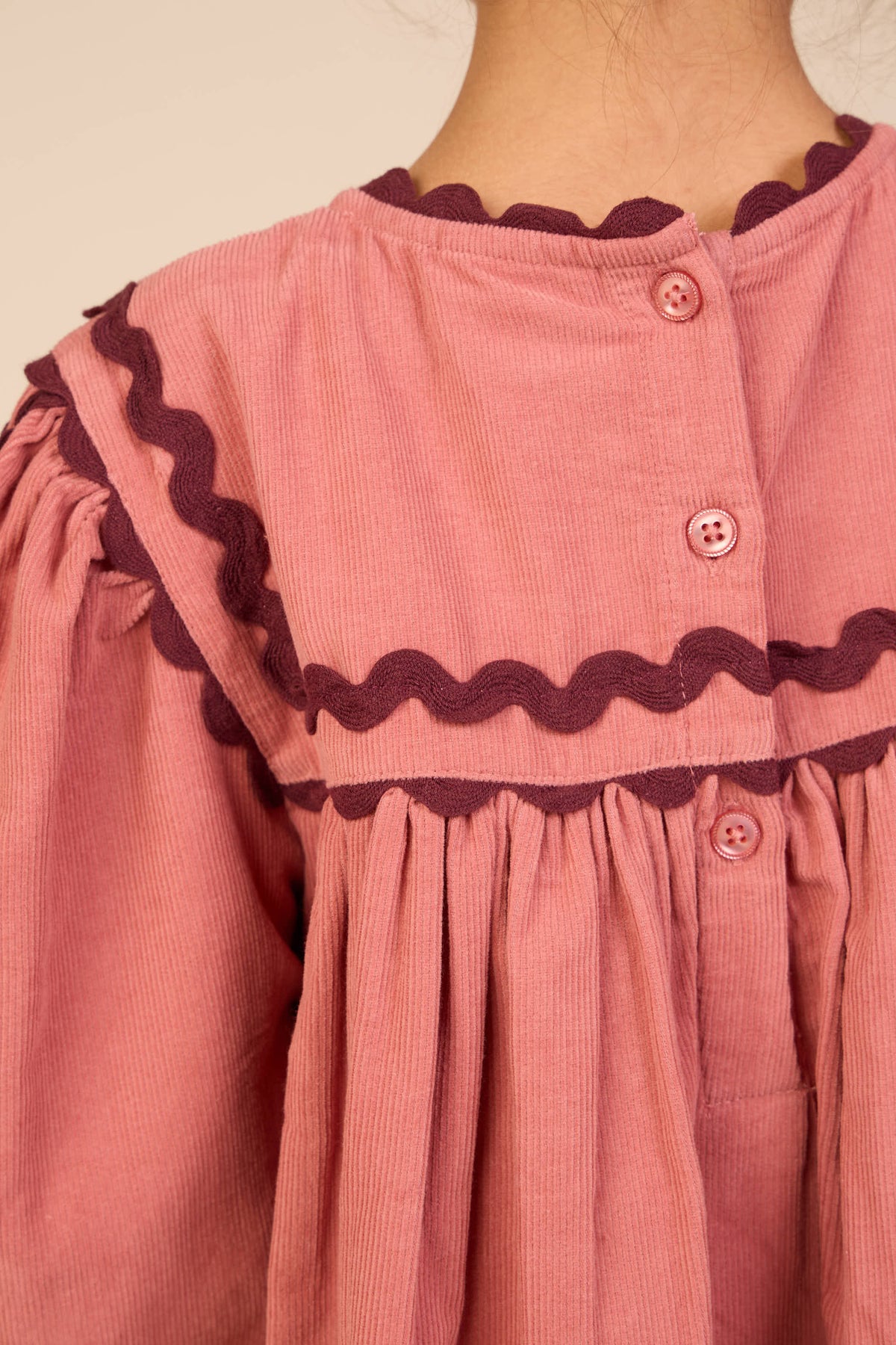 Ric Rac Corduroy Dress - Kids - Dusty Rose | 101475 Sille