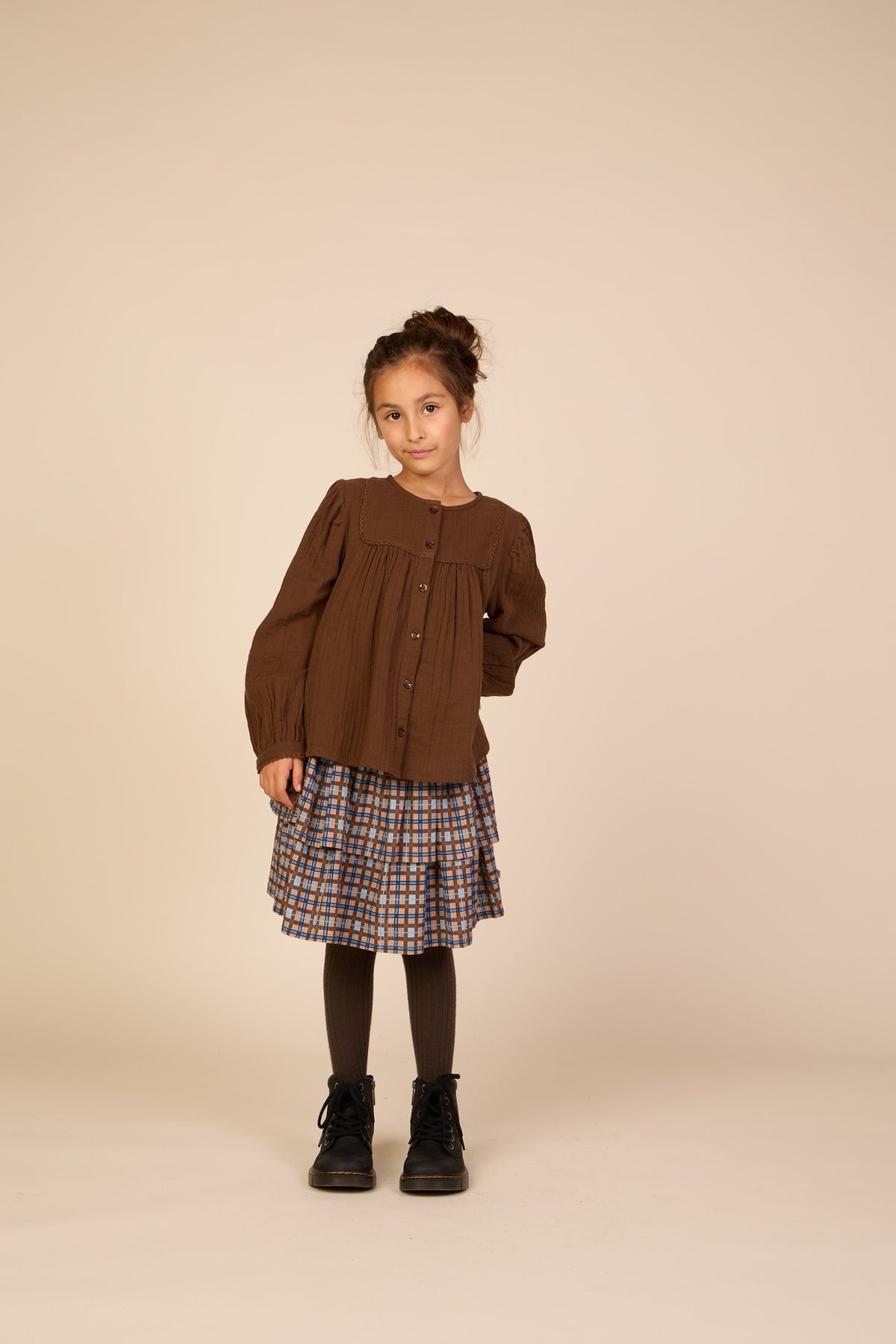 Double Gauze Cotton Blouse - Tween - Brown | 101464 Celina