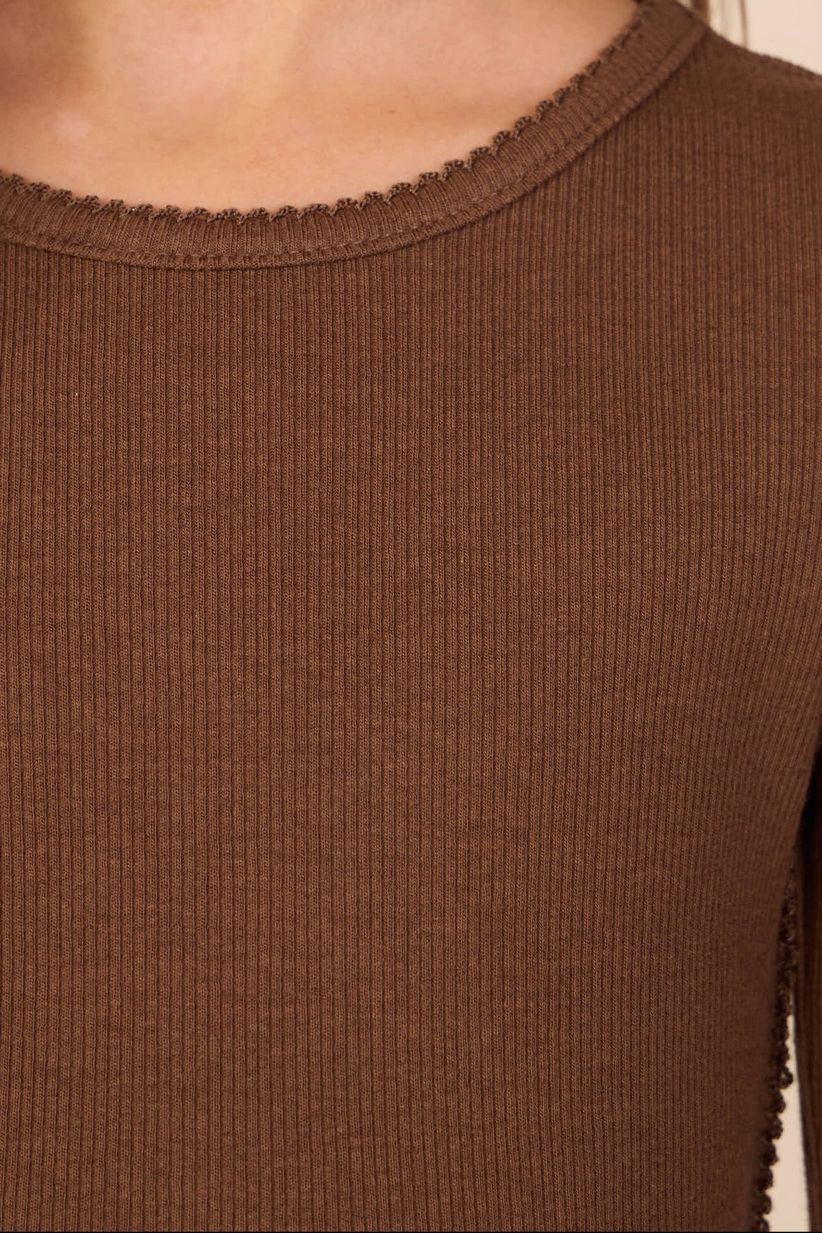 Ribbed Modal-Blend Long-Sleeve T-Shirt - Kids - Brown | 101557 Lottie