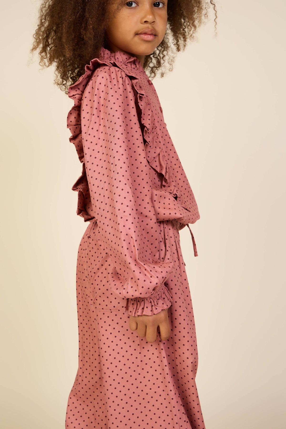 Dotted Viscose Frill Blouse - Tween - Dusty Rose/Bordeaux | 101661 Feline