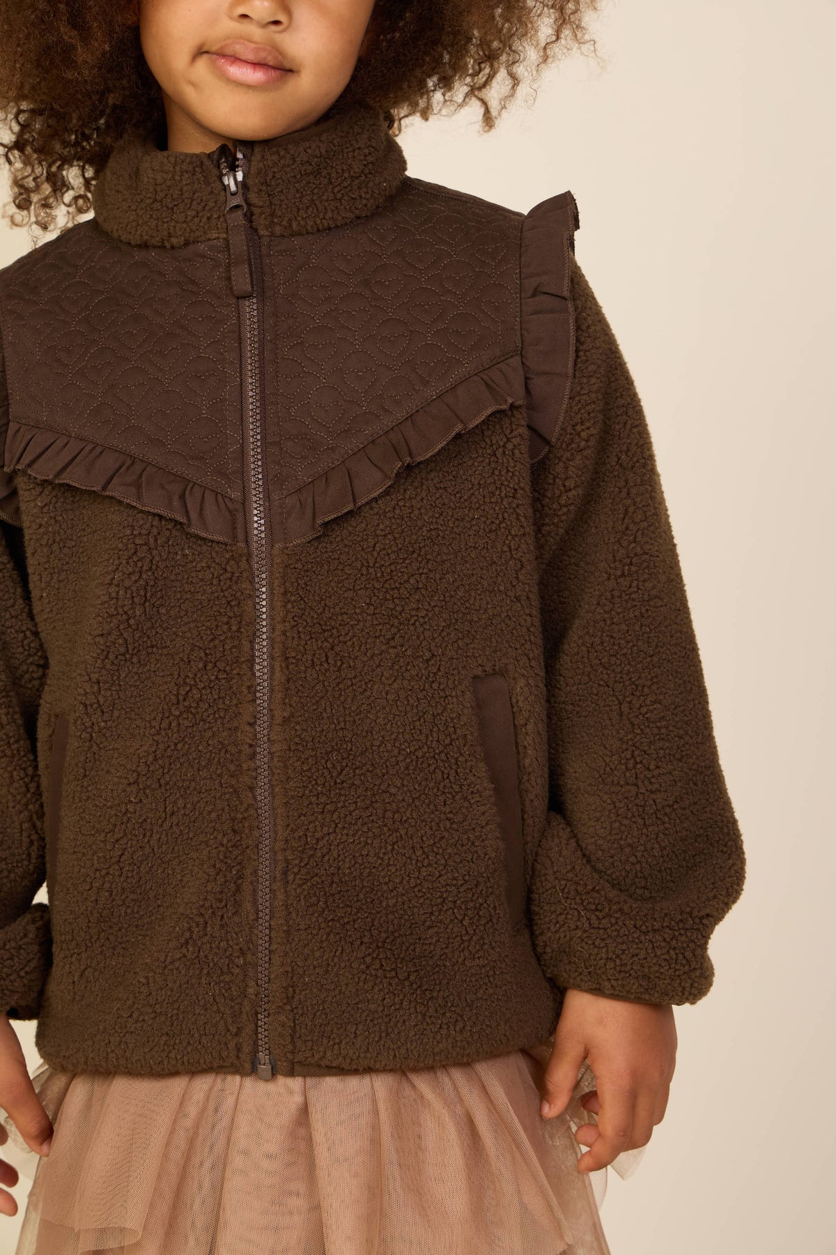 Quilted Yoke Teddy Jacket - Tween - Dark Brown | 101684 Hailey
