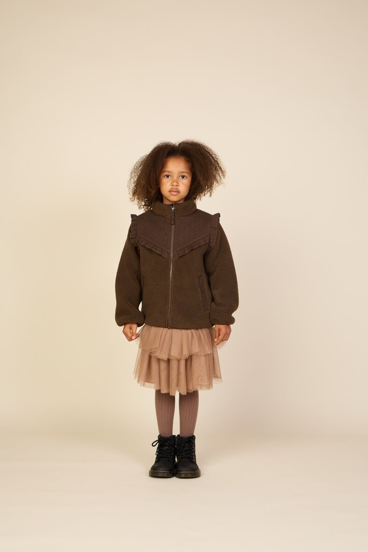 Quilted Yoke Teddy Jacket - Tween - Dark Brown | 101684 Hailey