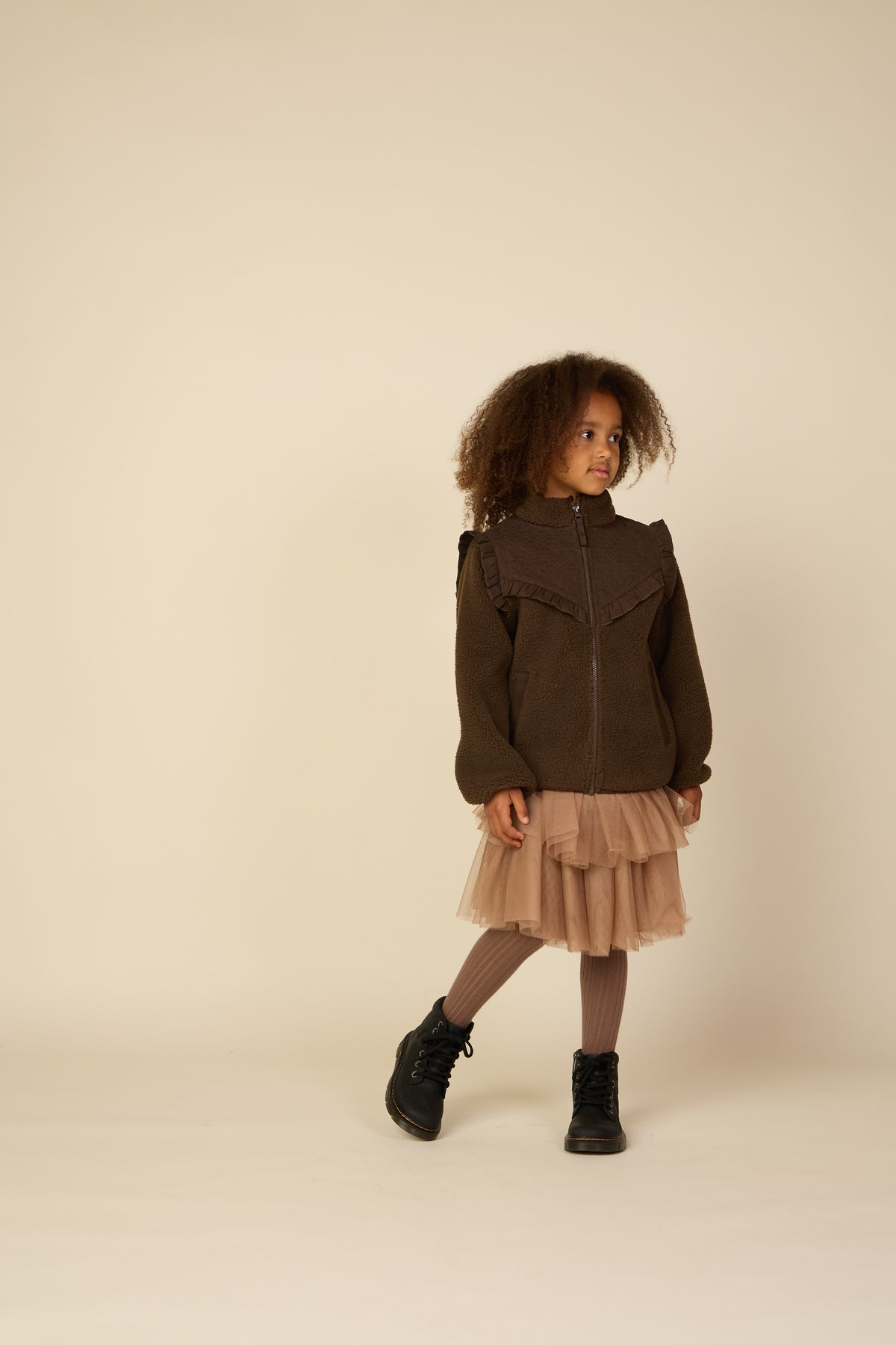 Quilted Yoke Teddy Jacket - Tween - Dark Brown | 101684 Hailey