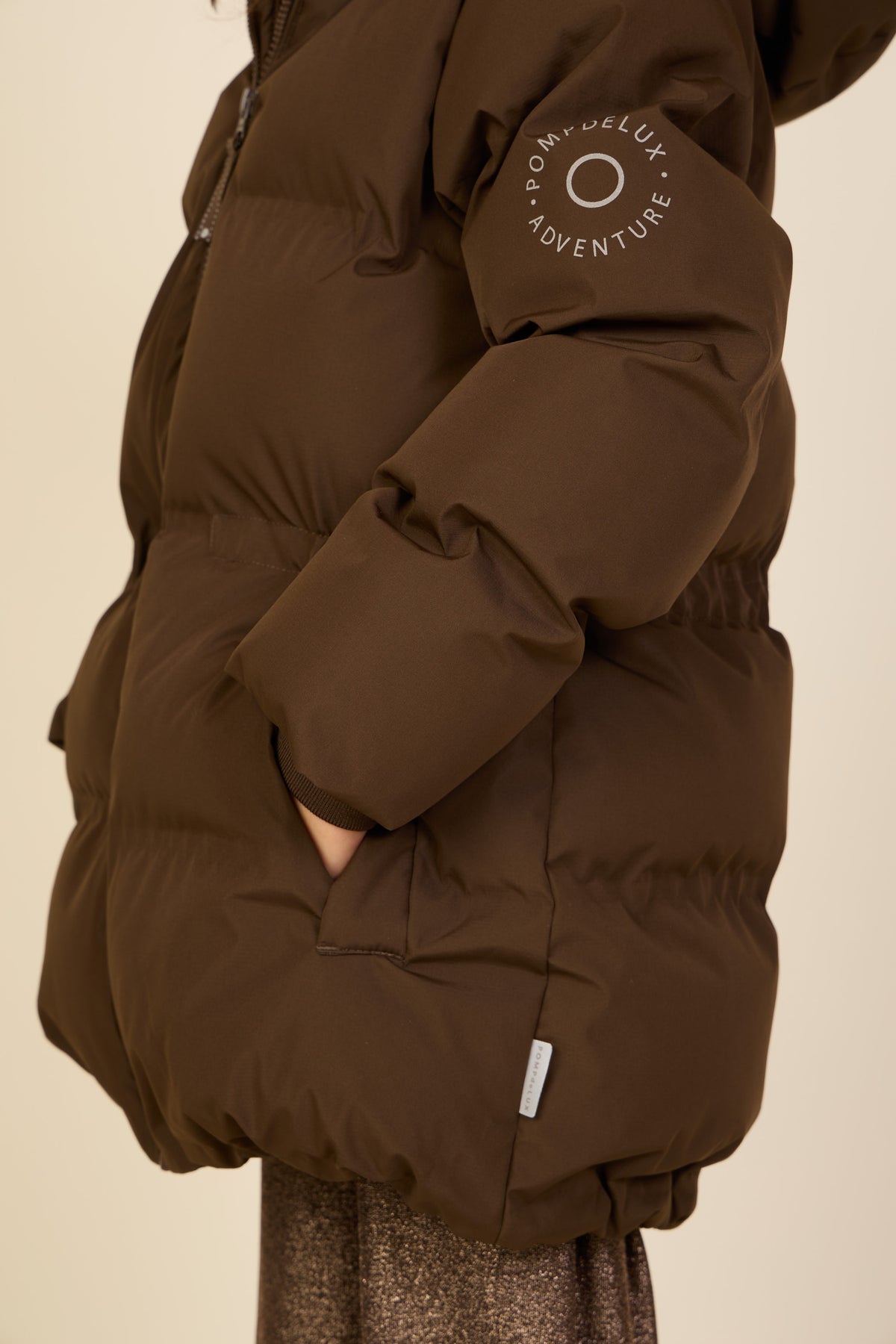 Winter Puffer Jacket with Drawstring - Kids - Dark Brown | 101413 Elenor