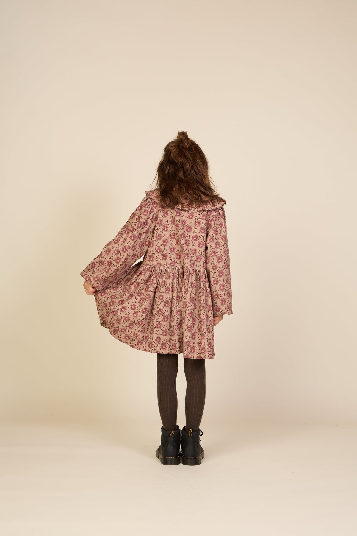 Floral Cotton Dress with Collar - Tween - Rose/Bordeaux | 101426 Nova