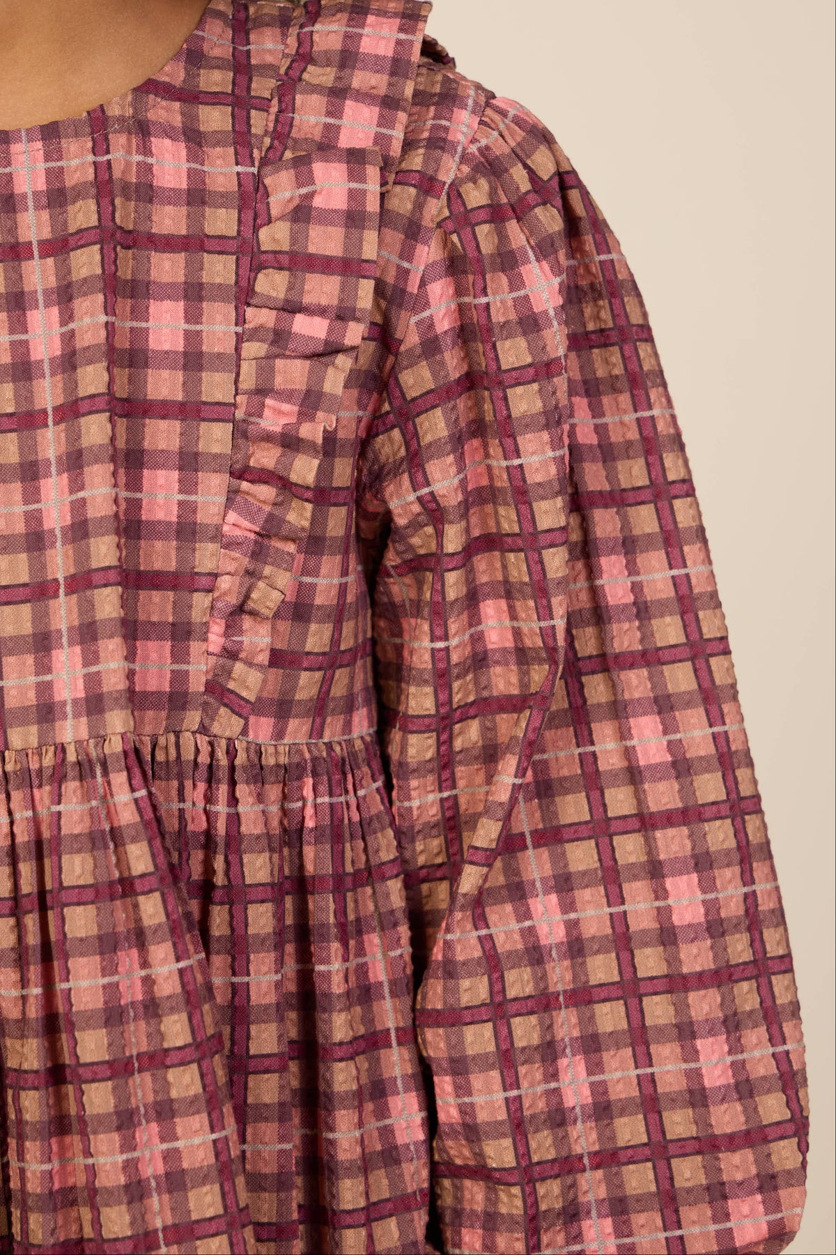 Checked Cotton Dress - Kids - Rose | 101485 Penny