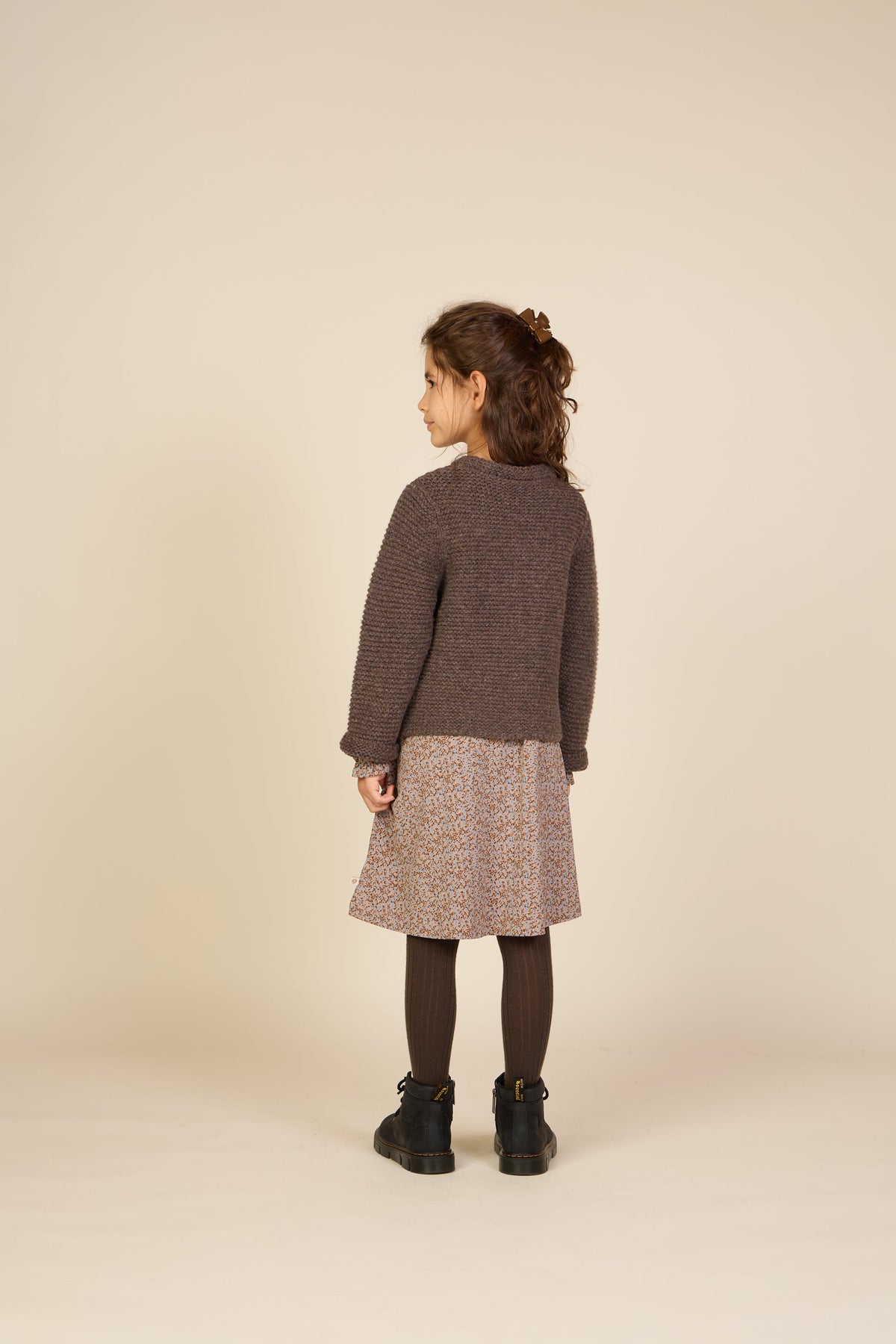 Wool Knit Cardigan - Tween - Chocolate Melange | 100877 Maya
