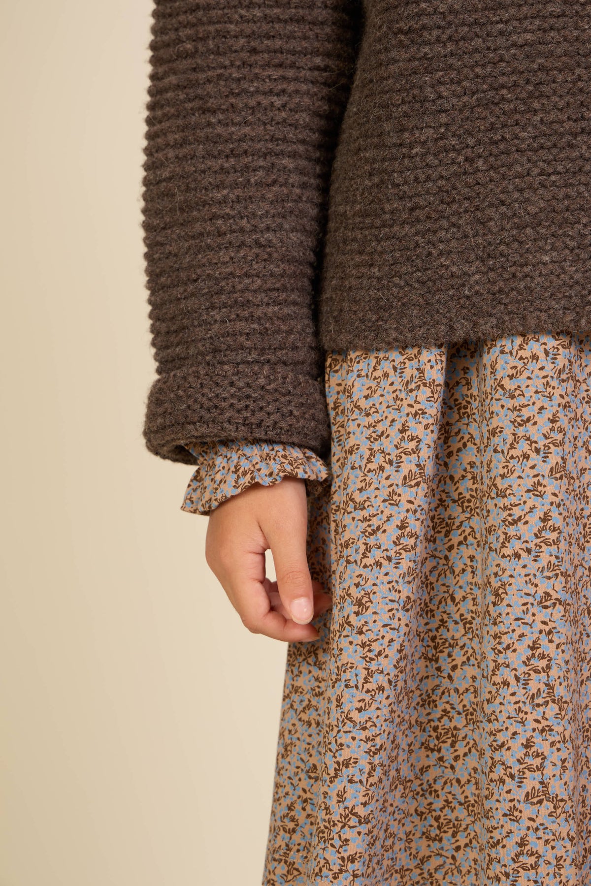 Wool Knit Cardigan - Tween - Chocolate Melange | 100877 Maya
