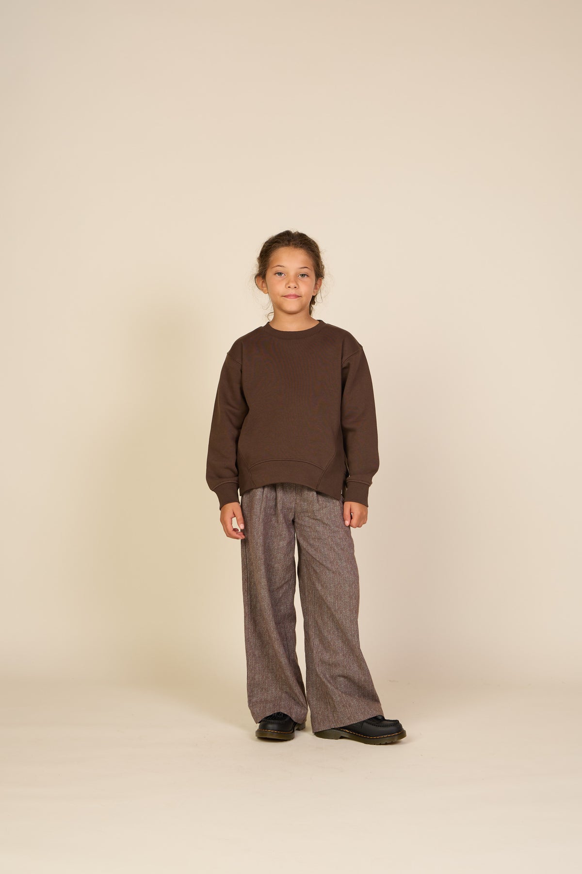 Rib Detail Sweatshirt - Tween - Dark Brown | 101627 Zoe