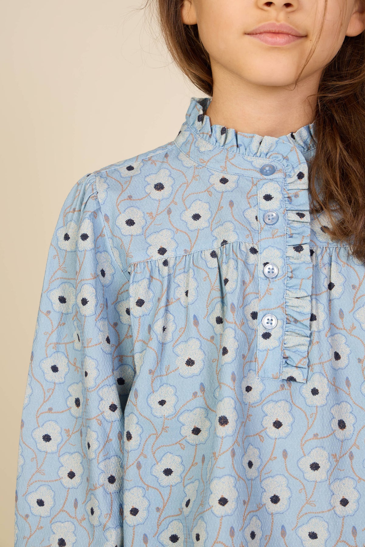 Floral Cotton Blouse - Tween - Blue/Brown | 101436 Nova