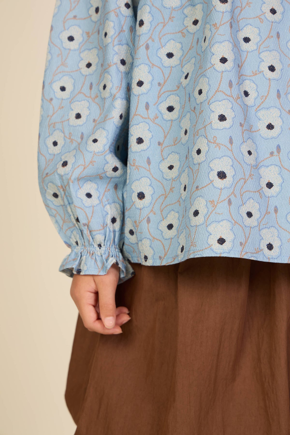 Floral Cotton Blouse - Tween - Blue/Brown | 101436 Nova