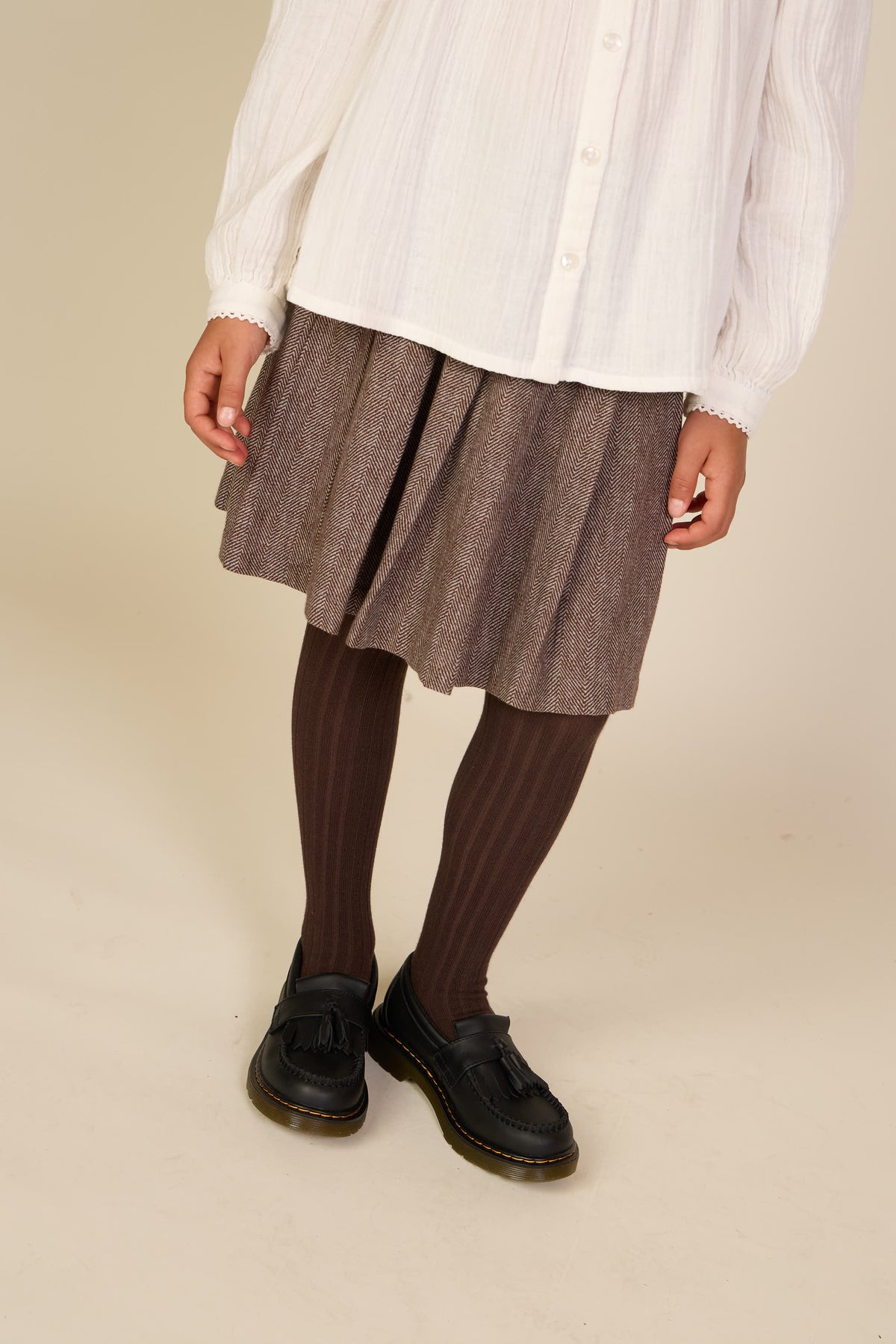 Cotton Herringbone Skirt - Tween - Dark Brown | 101521 Susse