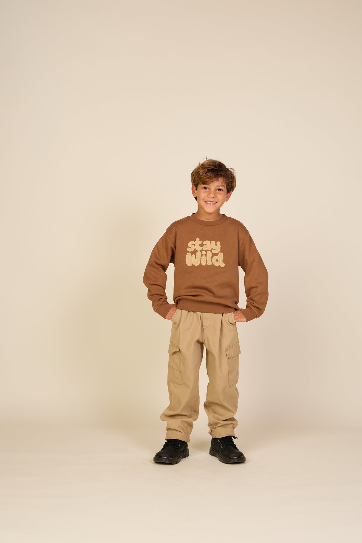 Front Print Crew Neck Sweatshirt - Tween - Toffee | 101621 Joel