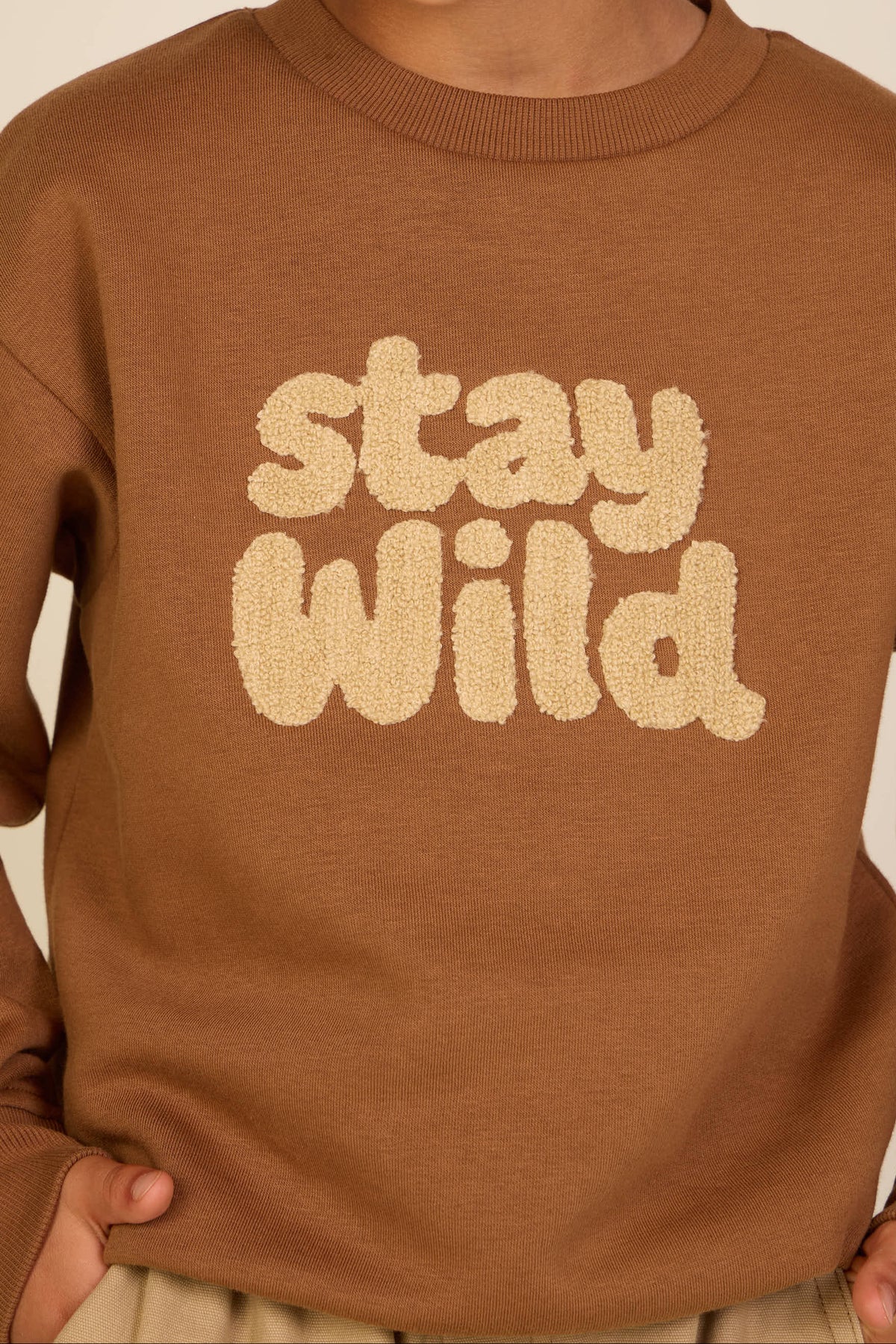 Front Print Crew Neck Sweatshirt - Kids - Toffee | 101620 Joel