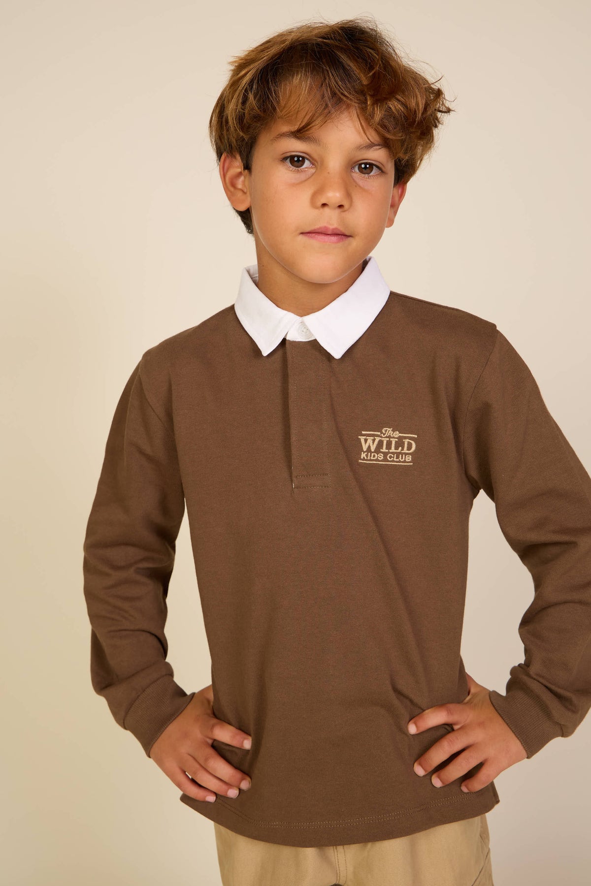 Long-Sleeve Jersey Polo - Tween - Dark Brown | 101694 Ruben