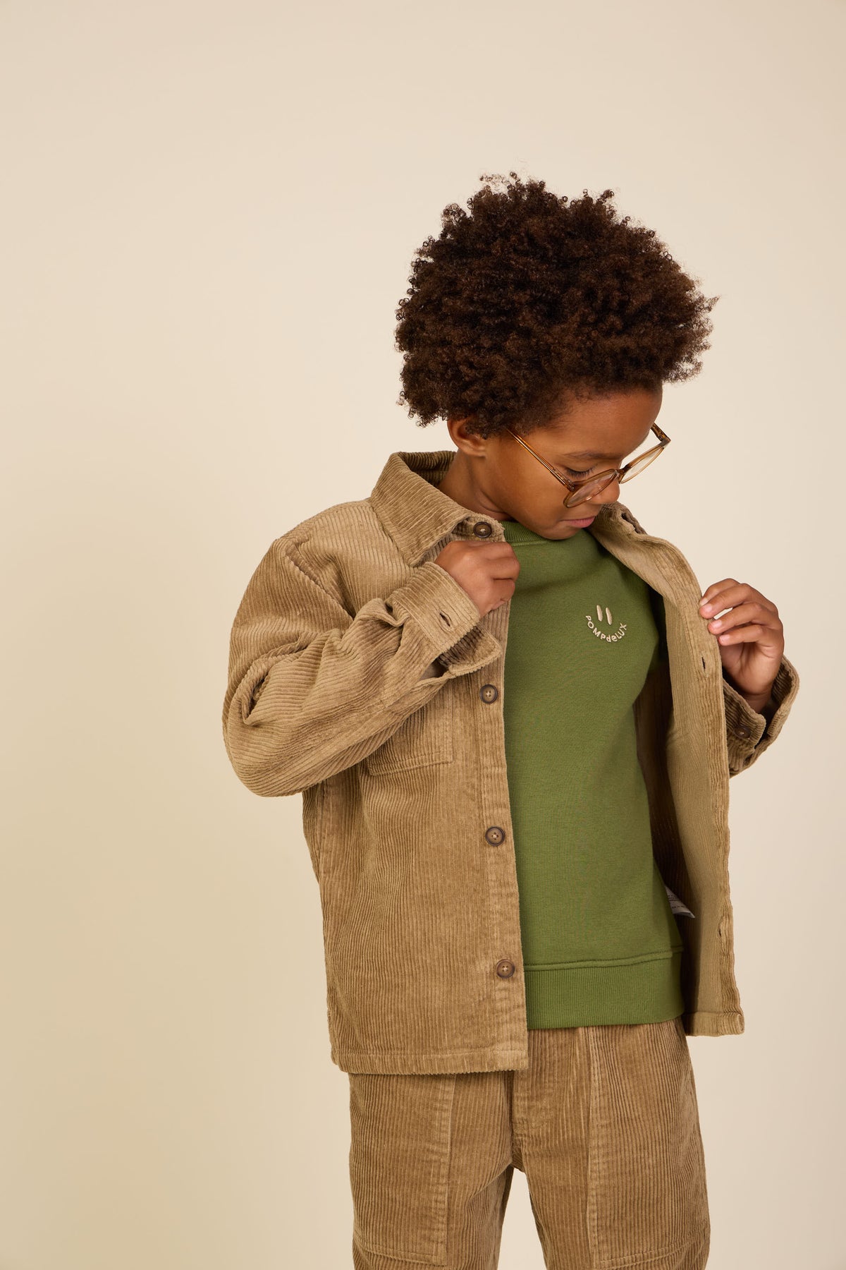 Smiley Crew Neck Sweatshirt - Tween - Moss Green | 101576 Andrew