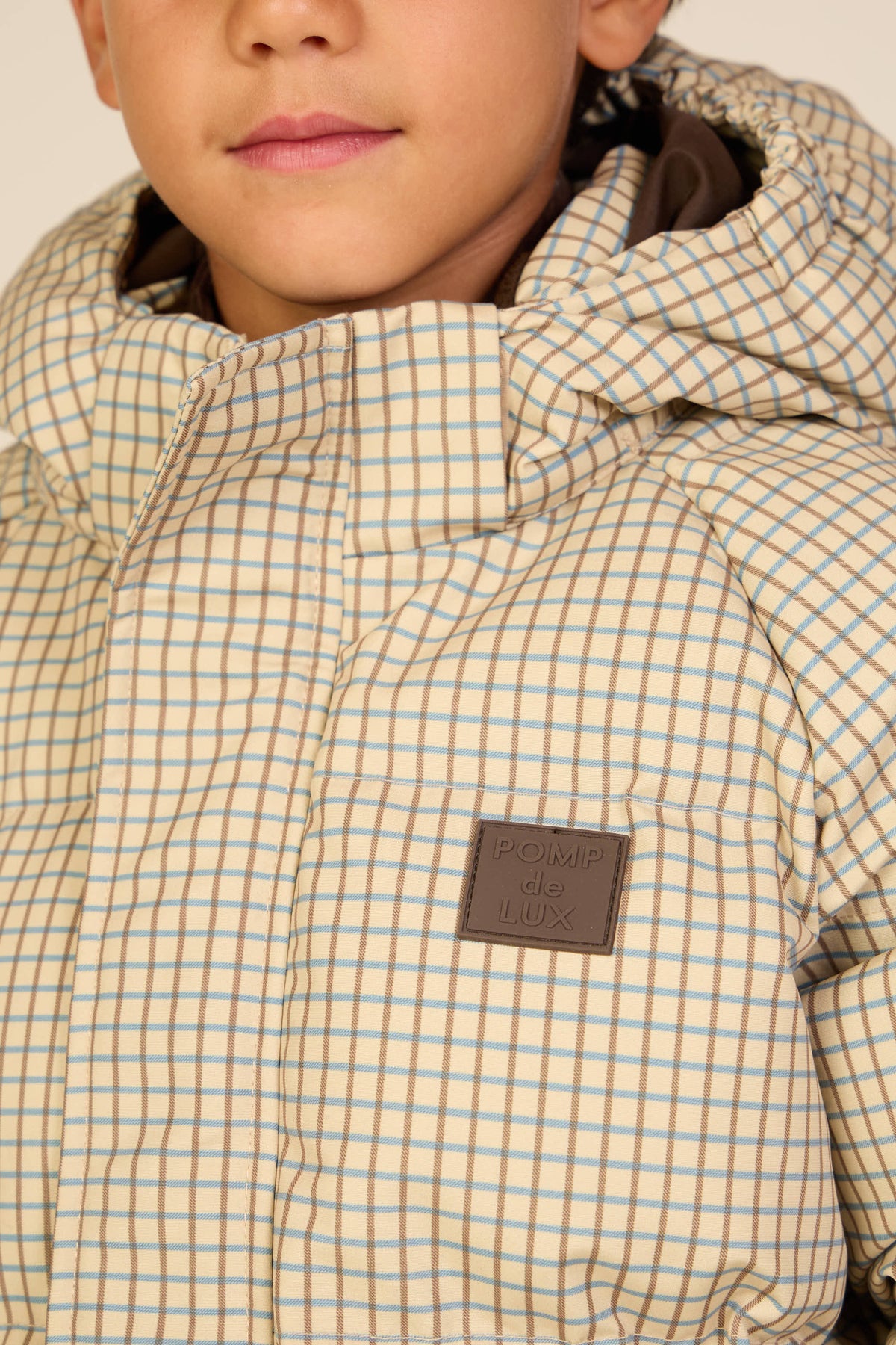 Checked Puffer Jacket - Kids - Brown | 101422 Riley