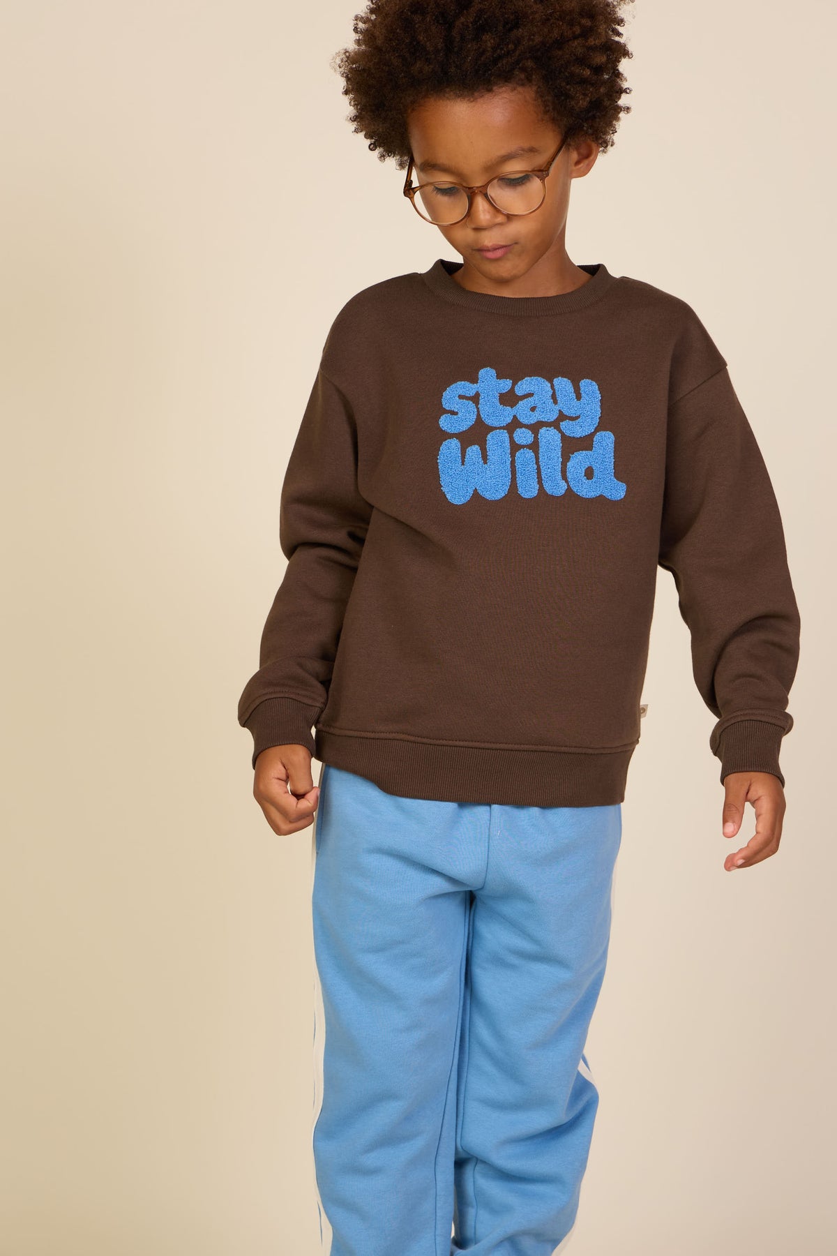 Front Print Crew Neck Sweatshirt - Tween - Dark Brown | 101623 Joel